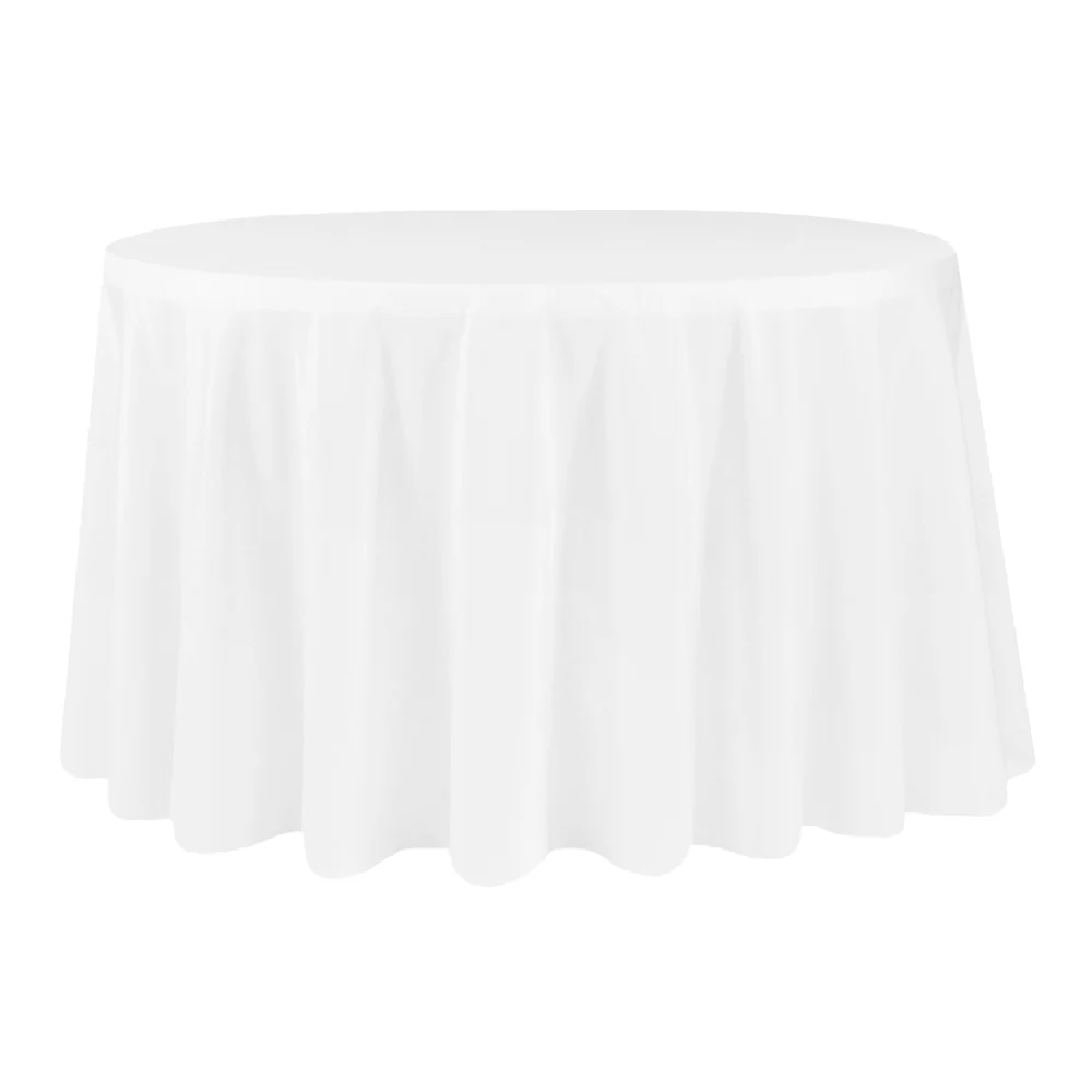 Economy Polyester Tablecloth 120" Round - White
