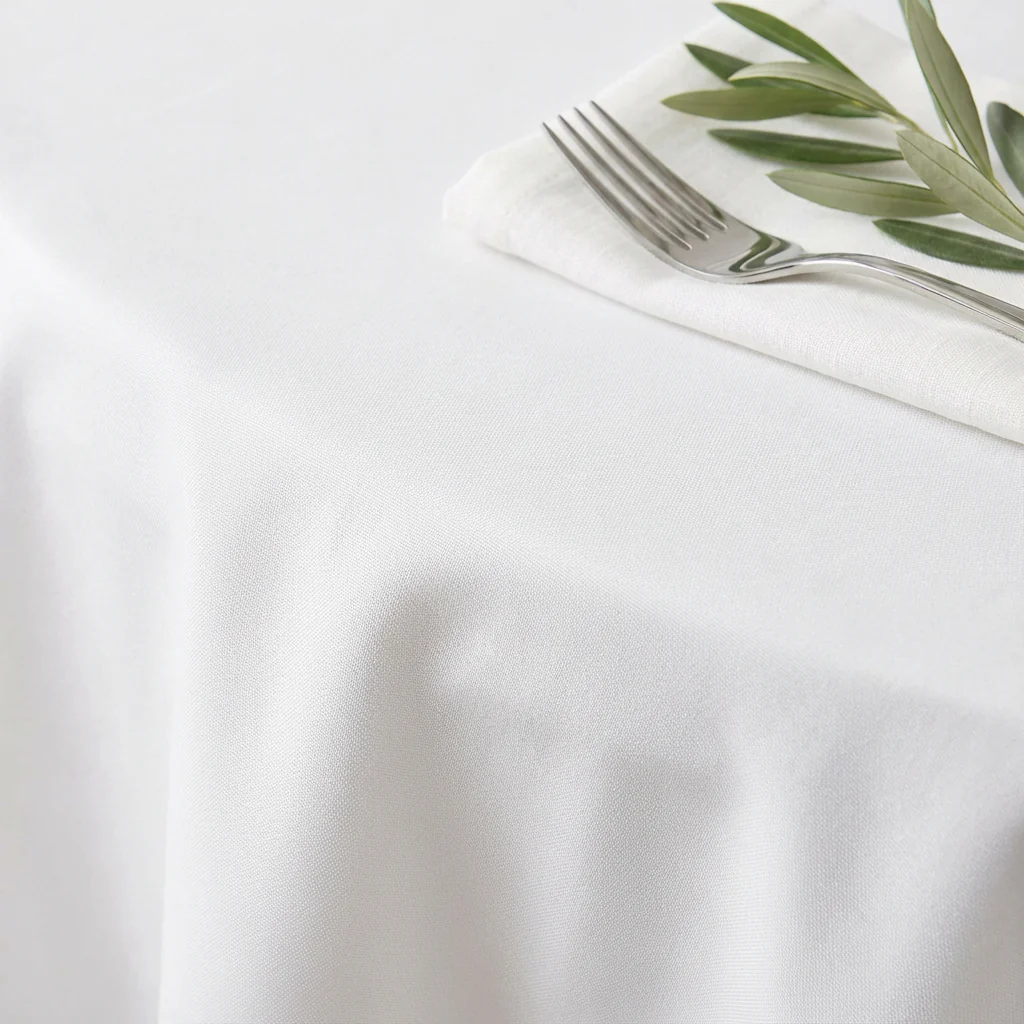 Economy Polyester Tablecloth 120" Round - White - Image 4