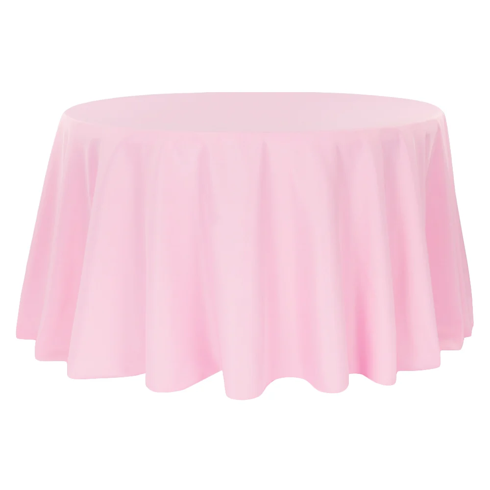 Economy Polyester Tablecloth 132" Round - Pink