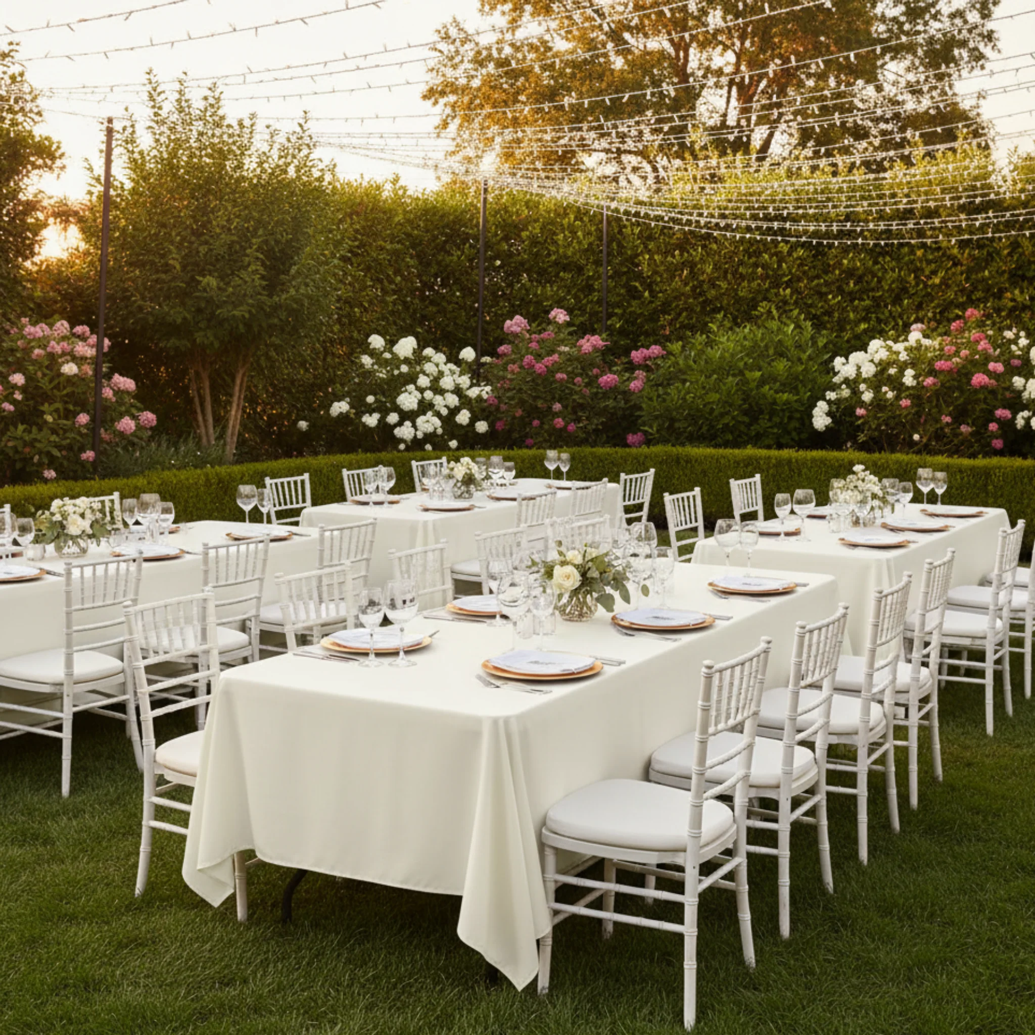 Economy Polyester Tablecloth 60"x120" Rectangular - Ivory - Image 2