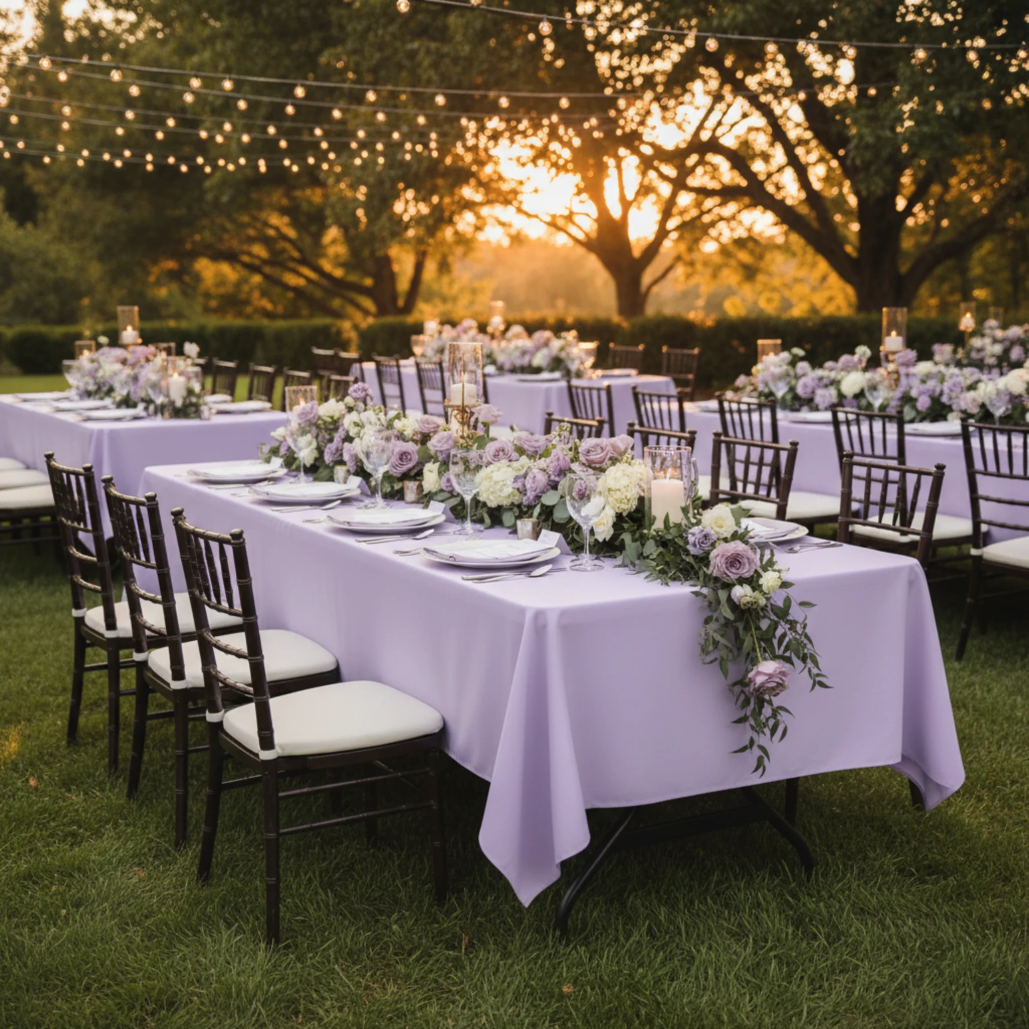 Economy Polyester Tablecloth 60"x120" Rectangular - Lavender - Image 2