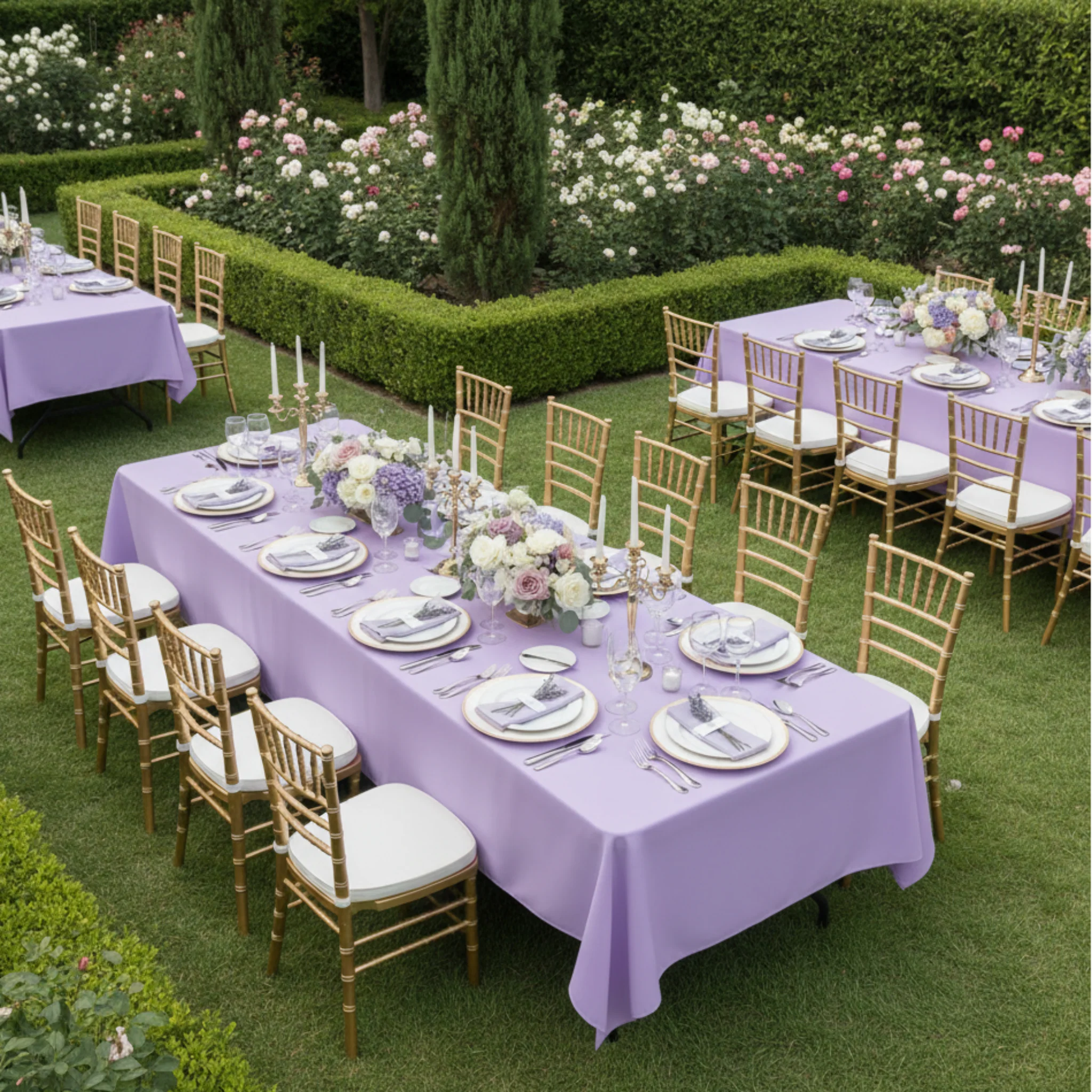 Economy Polyester Tablecloth 60"x120" Rectangular - Lavender - Image 3