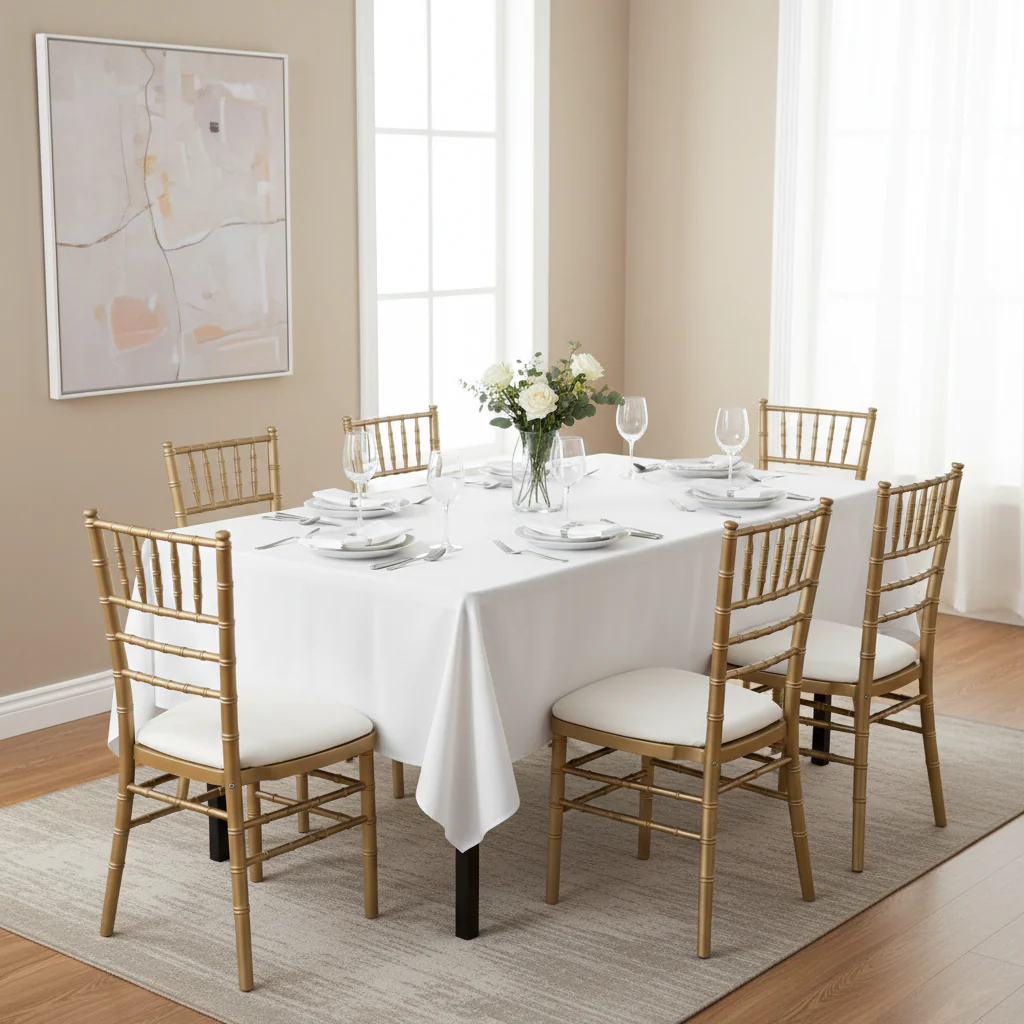 Economy Polyester Tablecloth 60"x120" Rectangular - White - Image 2