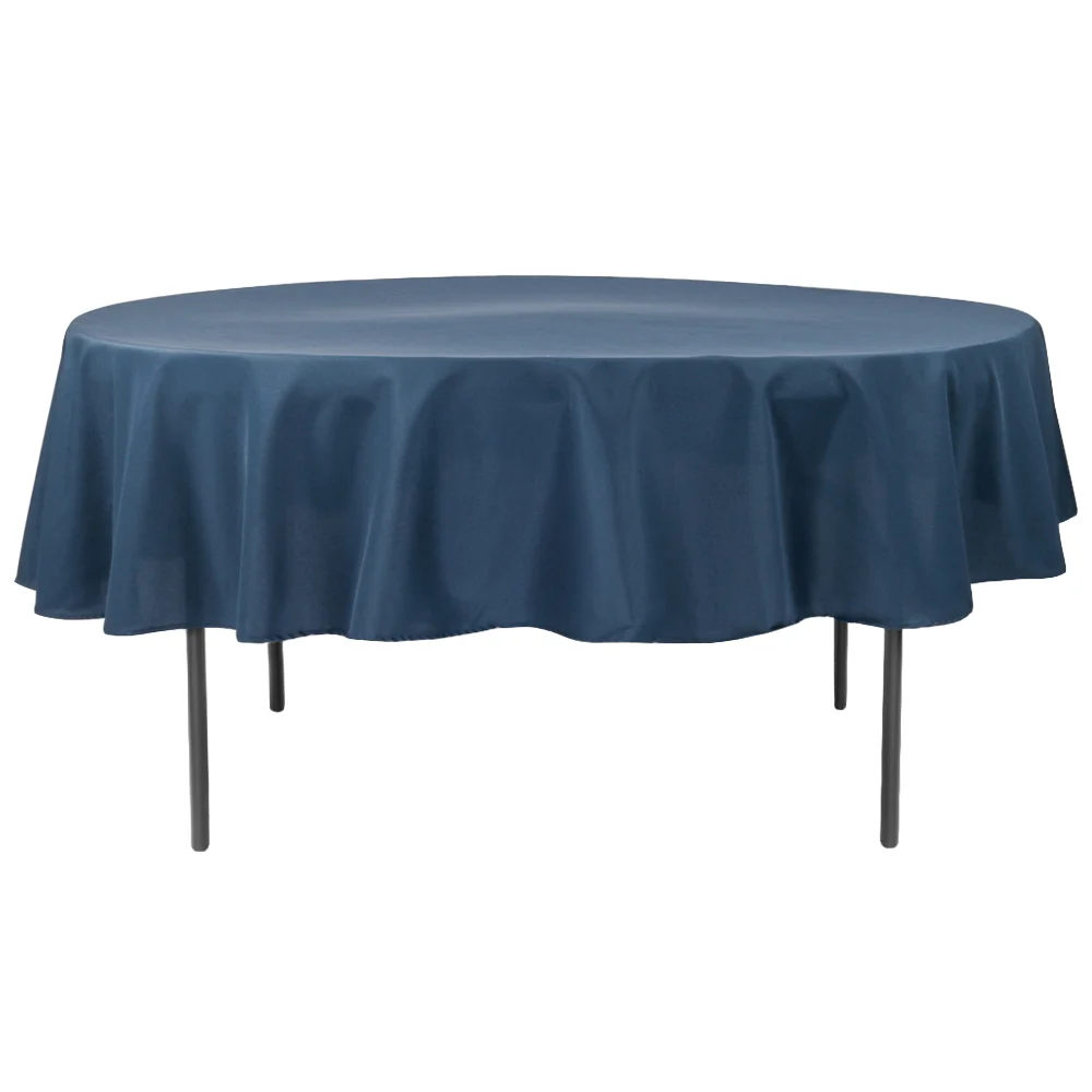 Economy Polyester Tablecloth 90" Round - Navy Blue