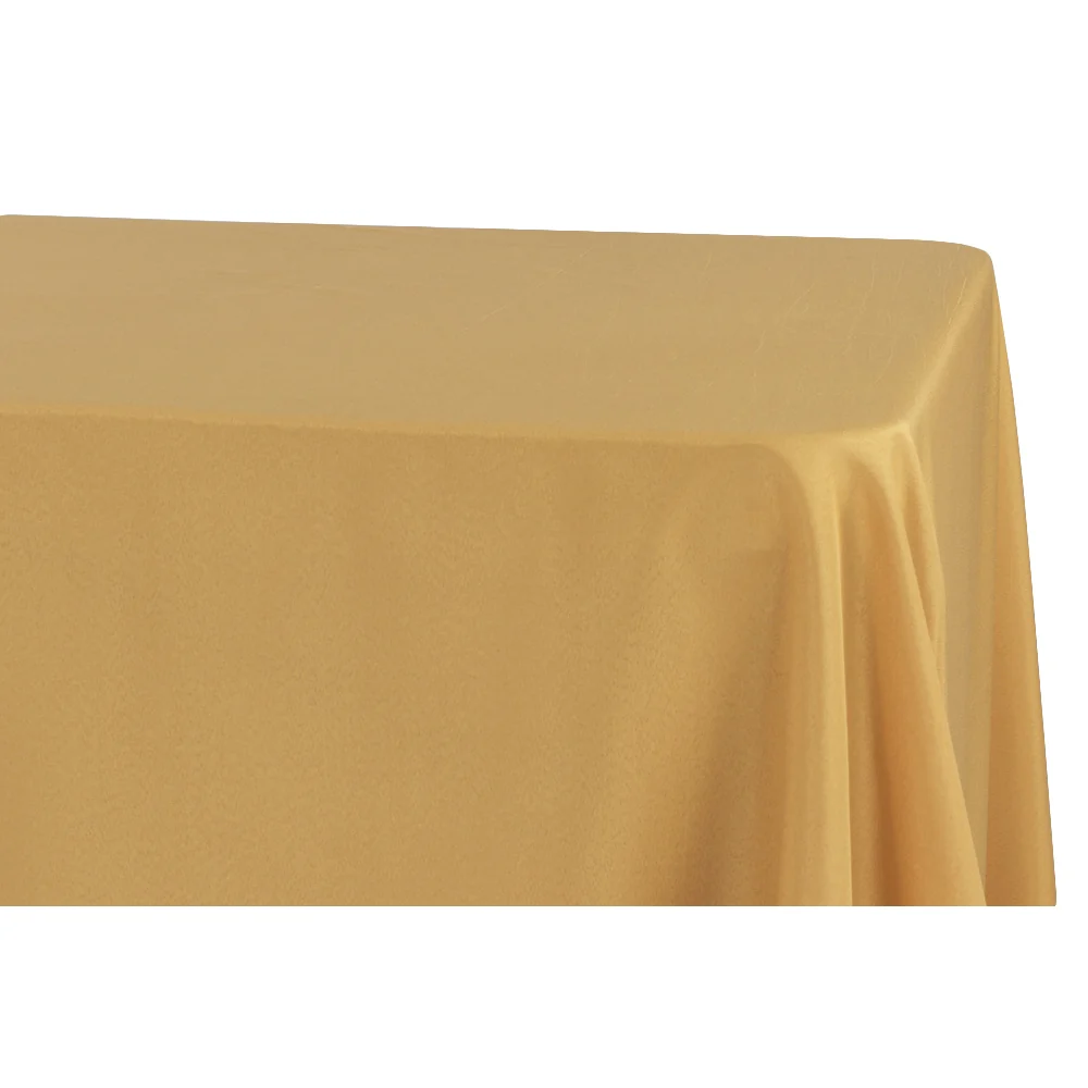 Economy Polyester Tablecloth 90"x132" Oblong Rectangular - Gold - Image 2