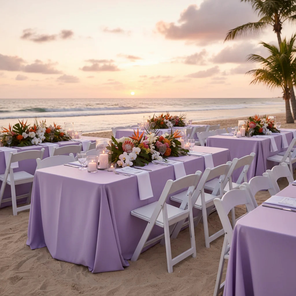 Economy Polyester Tablecloth 90"x132" Oblong Rectangular - Lavender - Image 4
