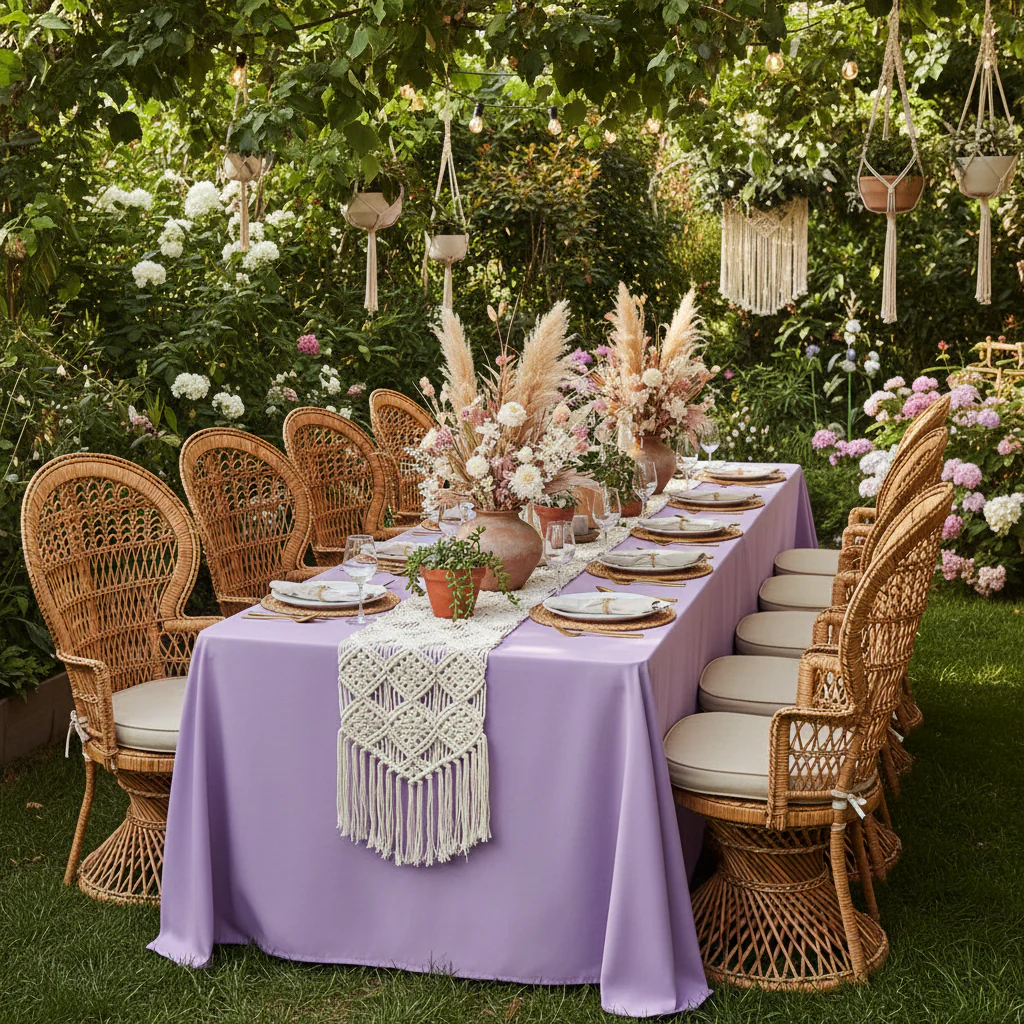 Economy Polyester Tablecloth 90"x132" Oblong Rectangular - Lavender - Image 5