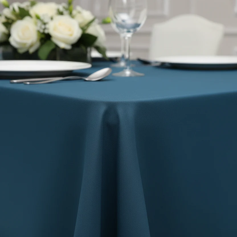 Economy Polyester Tablecloth 90"x132" Oblong Rectangular - Navy Blue - Image 4