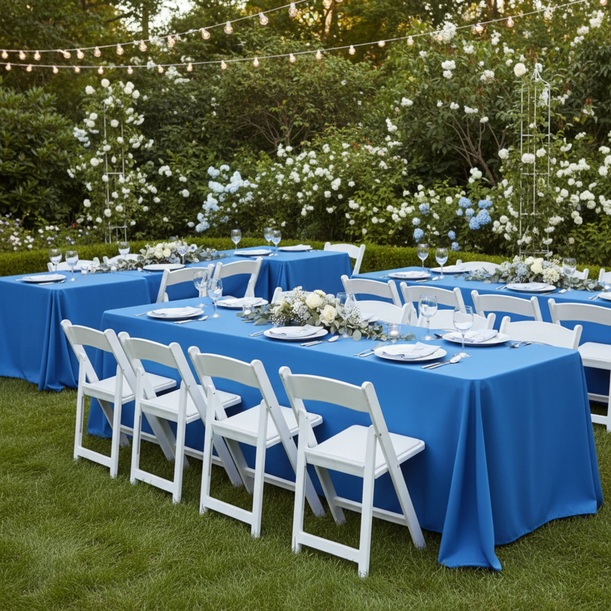 Economy Polyester Tablecloth 90"x132" Oblong Rectangular - Royal Blue - Image 4
