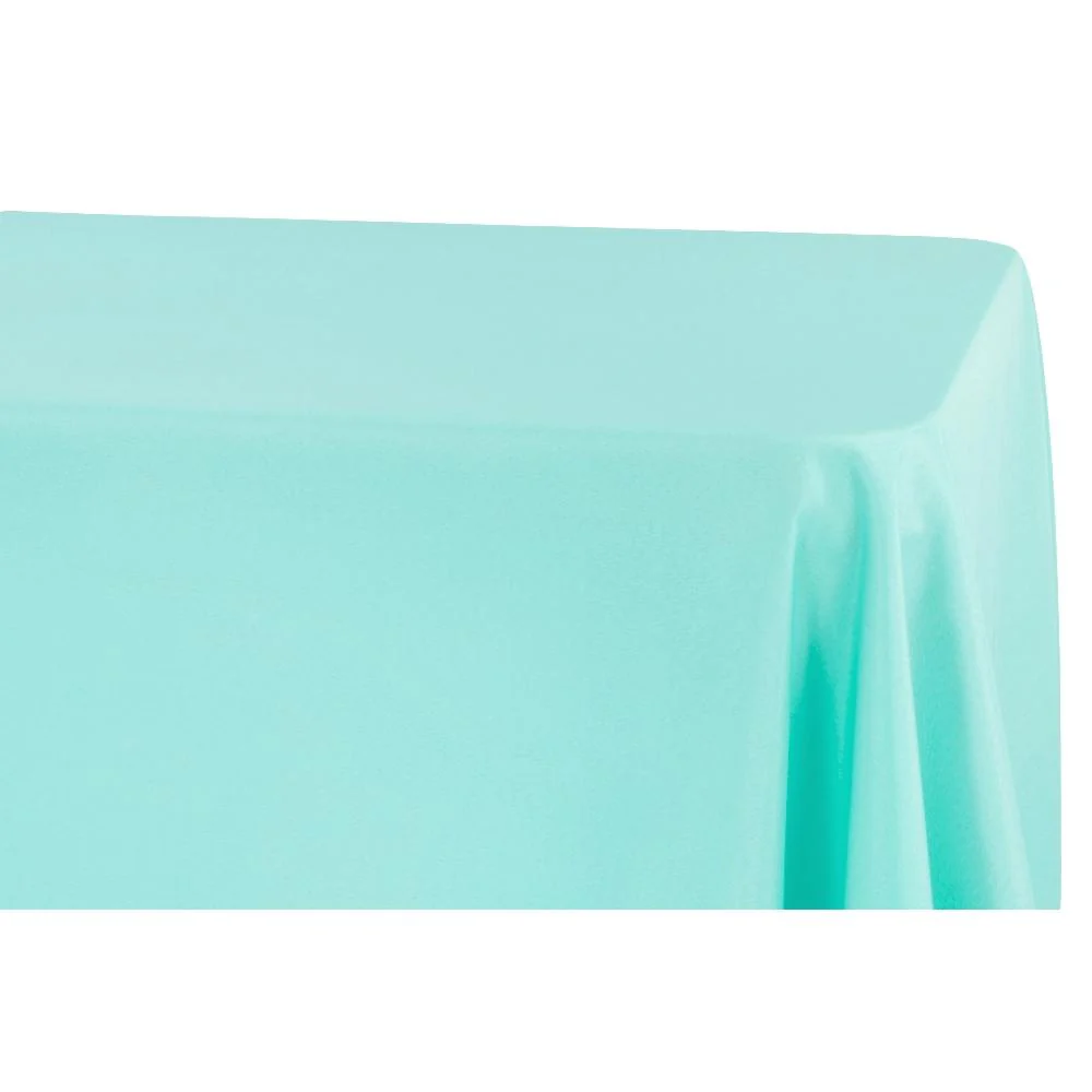 Economy Polyester Tablecloth 90"x132" Oblong Rectangular - Turquoise - Image 2