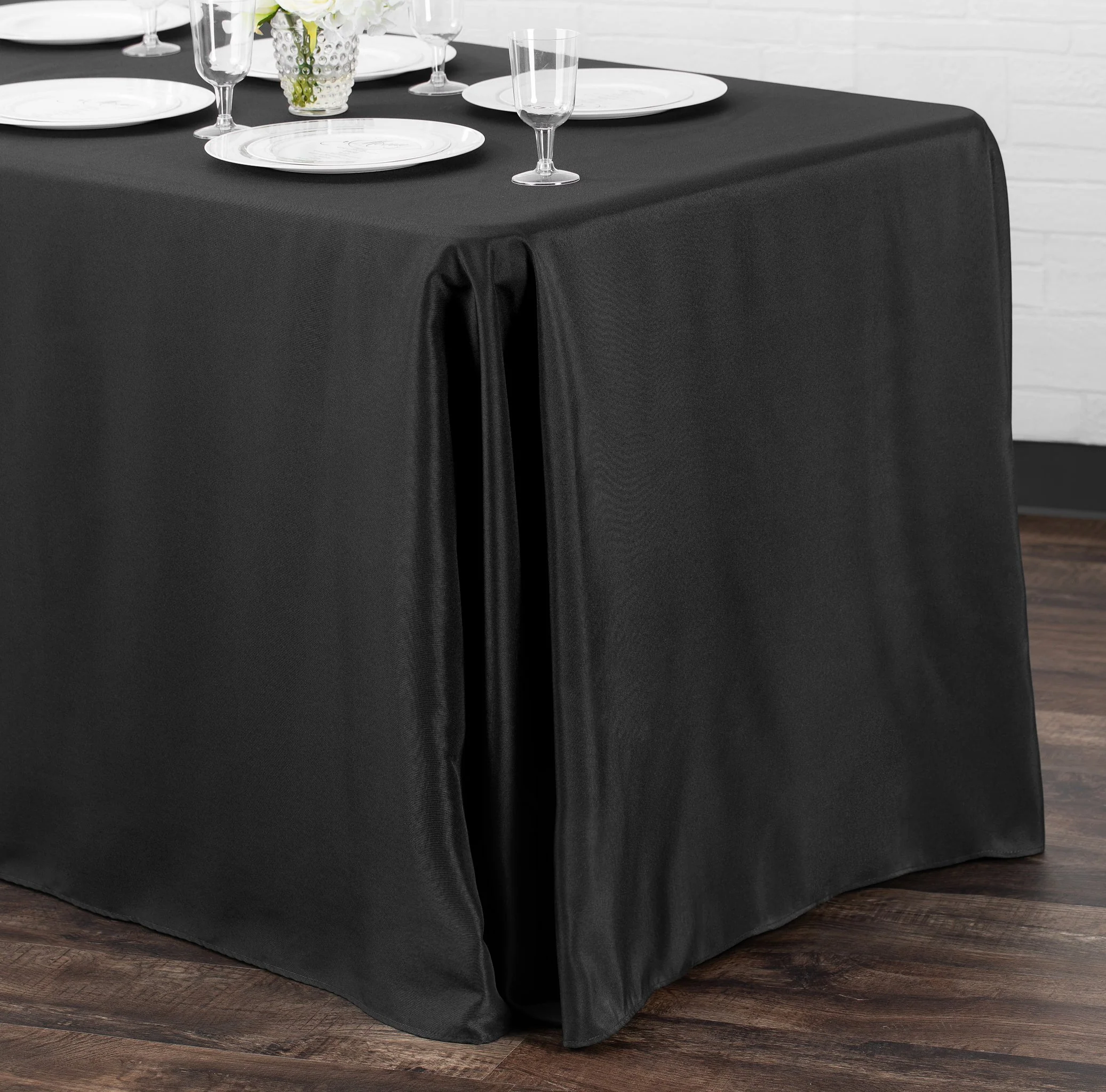 Economy Polyester Tablecloth 90"x156" Oblong Rectangular - Black - Image 4