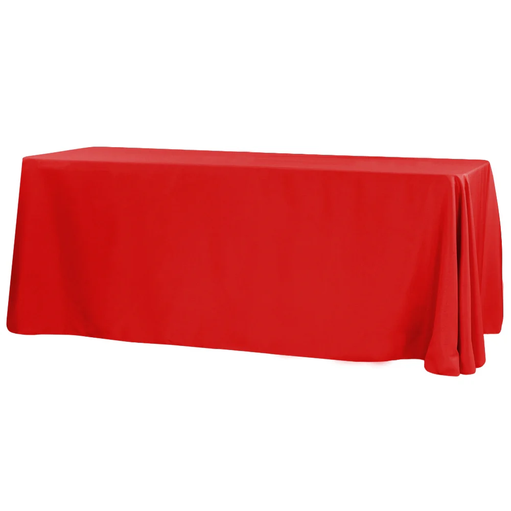 Economy Polyester Tablecloth 90"x156" Oblong Rectangular - Red - Image 2