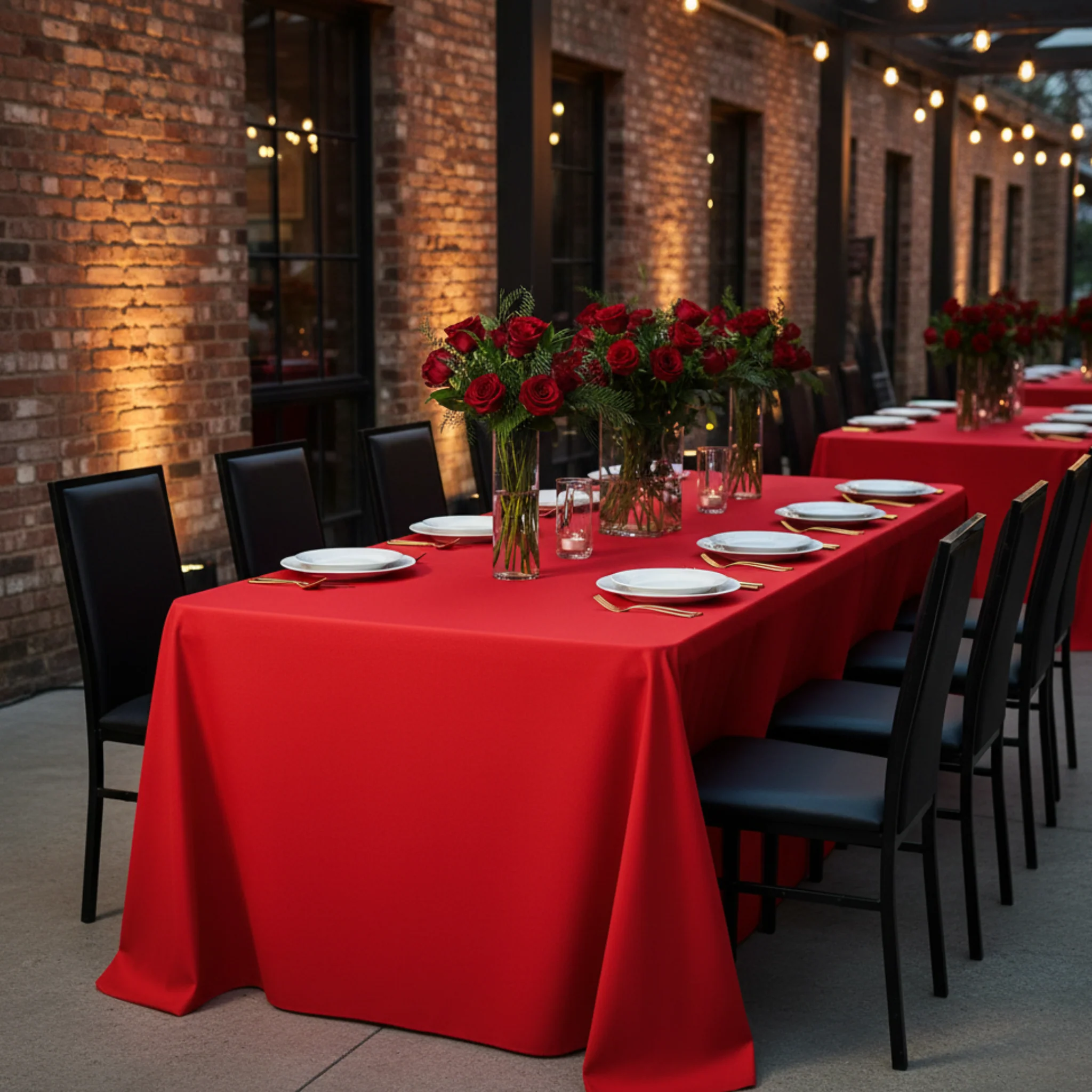 Economy Polyester Tablecloth 90"x156" Oblong Rectangular - Red - Image 3