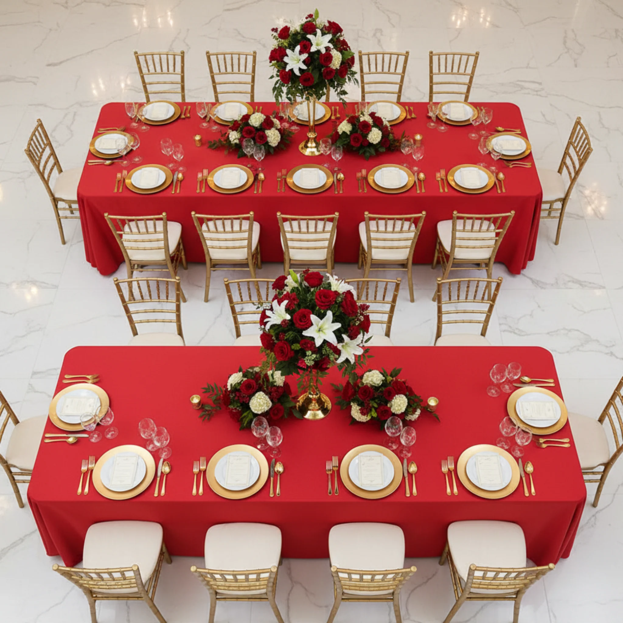 Economy Polyester Tablecloth 90"x156" Oblong Rectangular - Red - Image 4