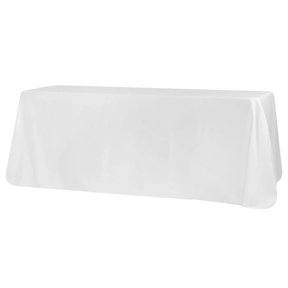 Economy Polyester Tablecloth 90"x156" Oblong Rectangular - White - Image 2