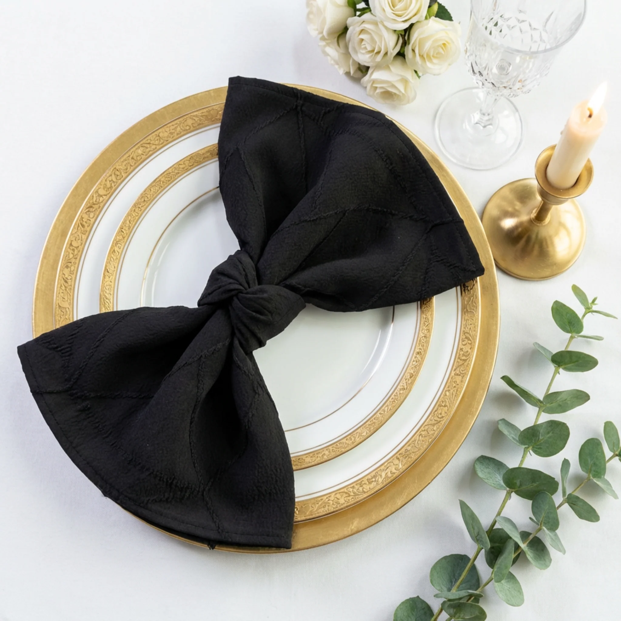 5 pcs/pk Embossed Geometric Jacquard Napkin 20"x20" - Black - Image 10