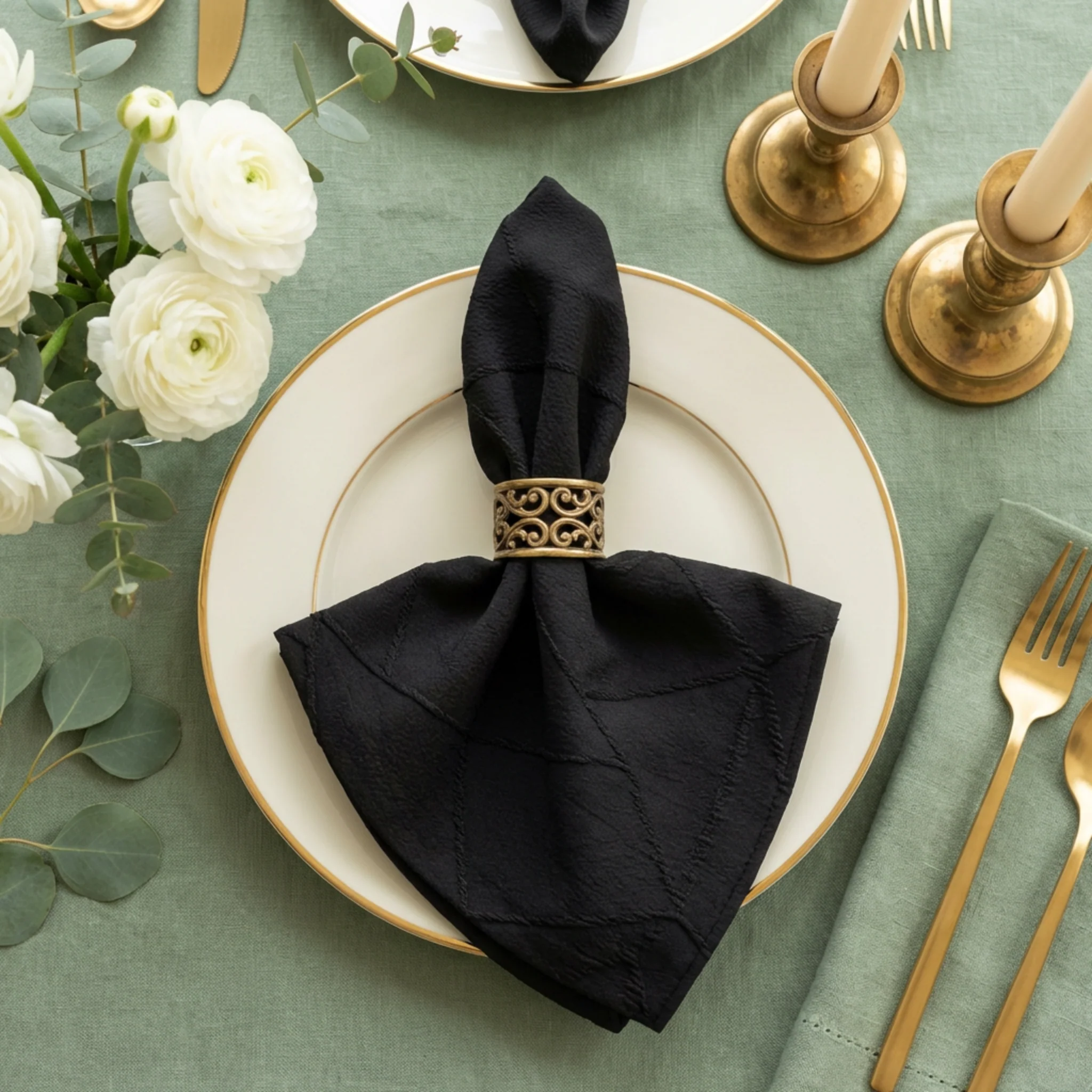 5 pcs/pk Embossed Geometric Jacquard Napkin 20"x20" - Black - Image 11