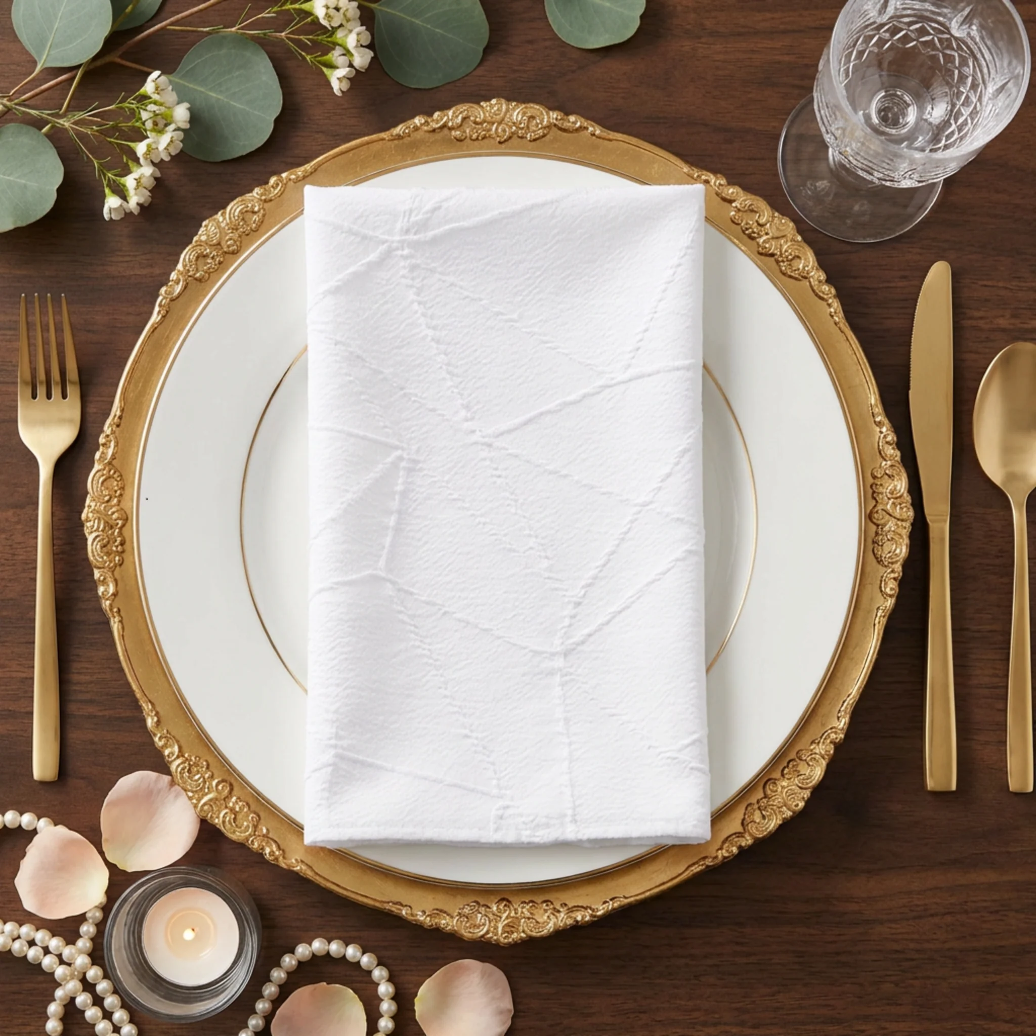5 pcs/pk Embossed Geometric Jacquard Napkin 20"x20" - White - Image 8
