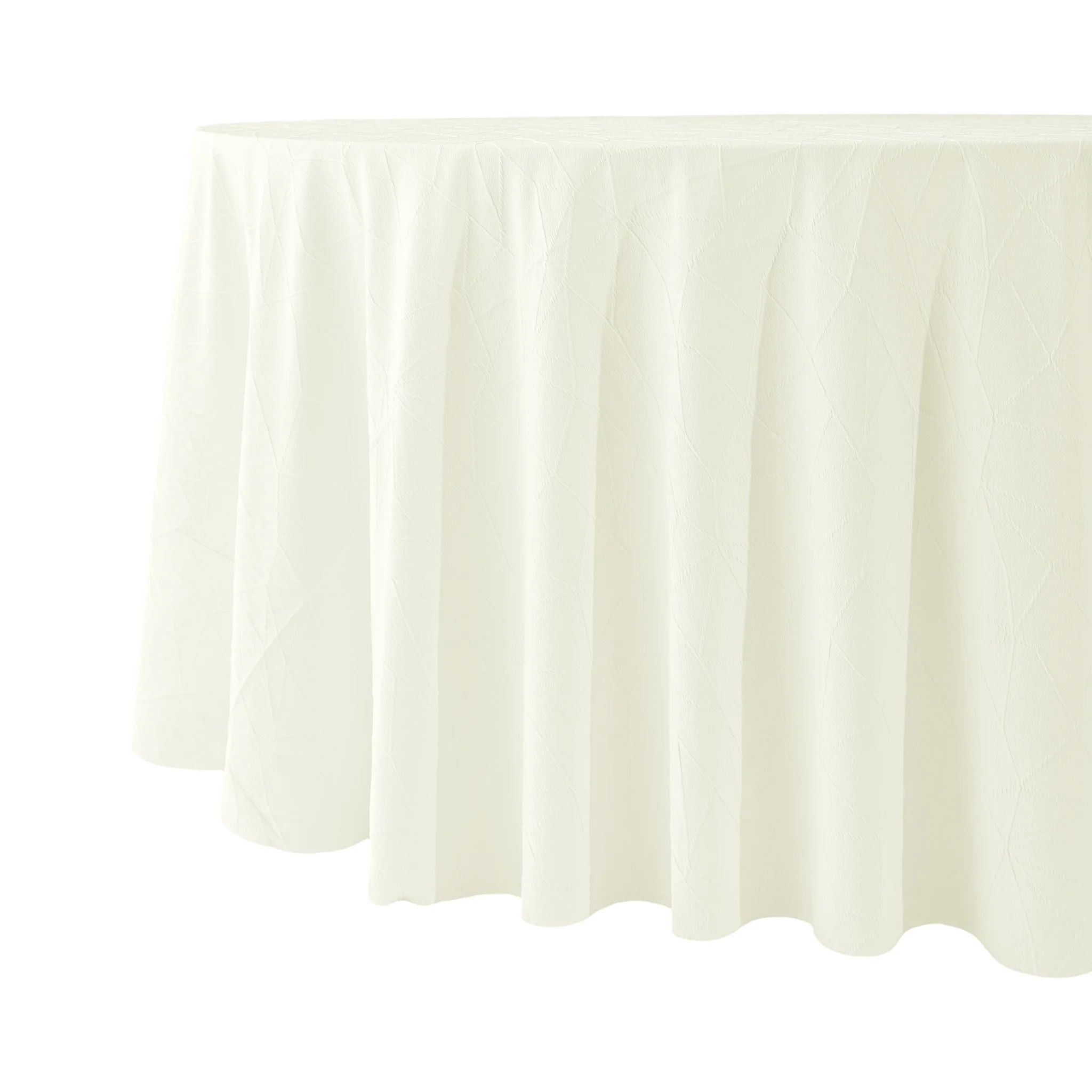 Embossed Geometric Jacquard 120" Round Tablecloth - Ivory - Image 3