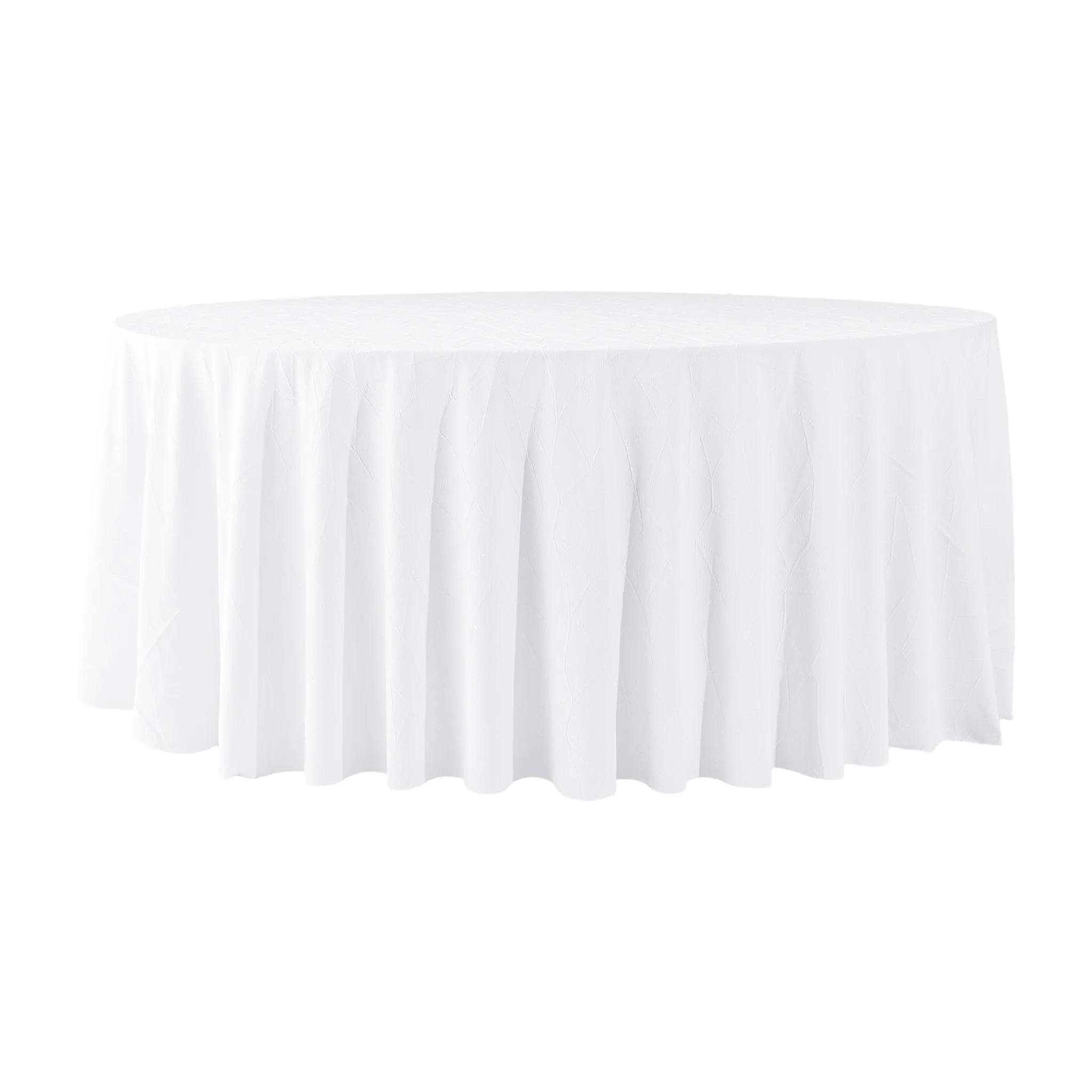 Embossed Geometric Jacquard 120" Round Tablecloth - White