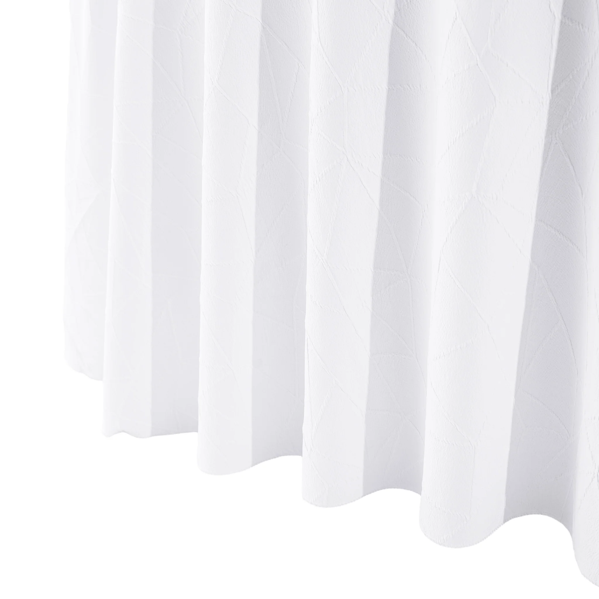 Embossed Geometric Jacquard 120" Round Tablecloth - White - Image 3
