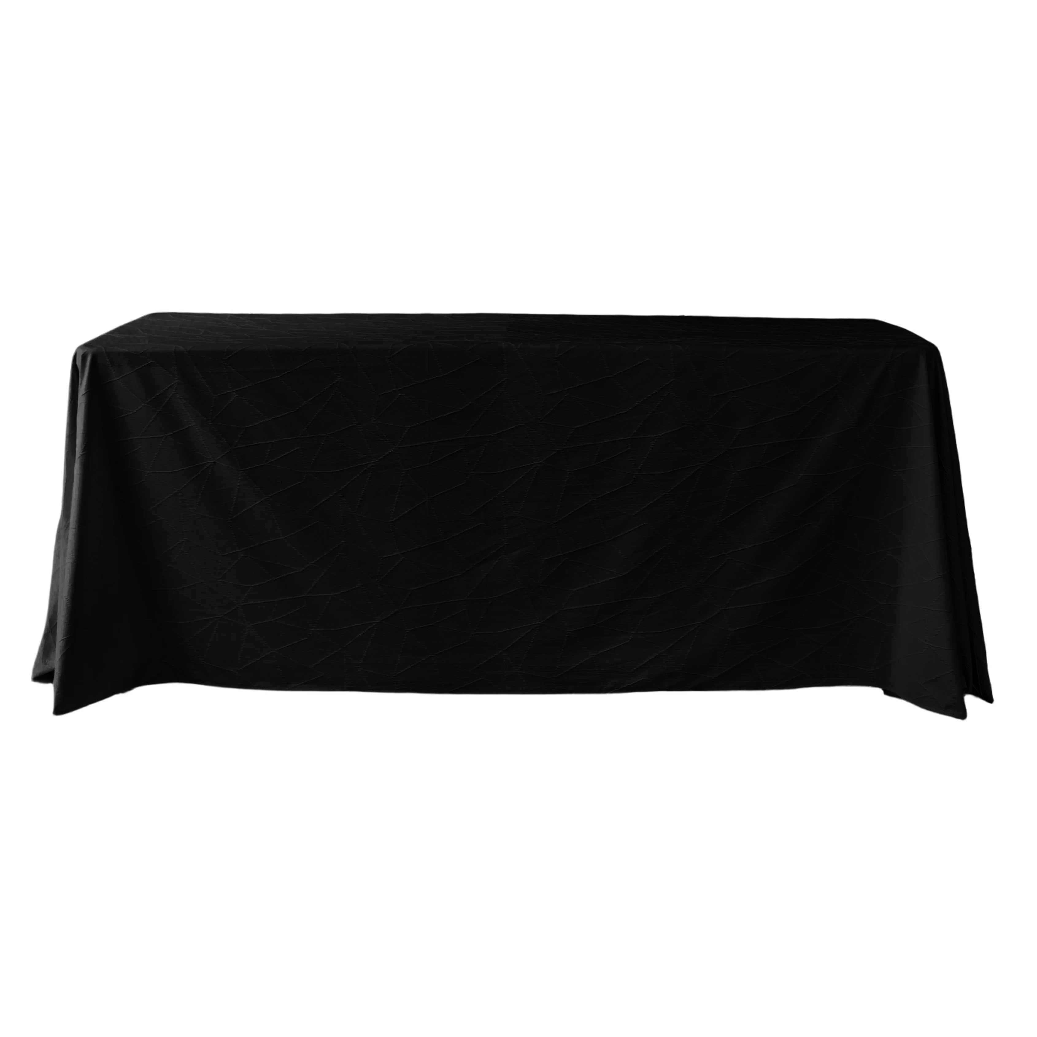Embossed Geometric Jacquard 90"x132" Rectangle Tablceloth - Black