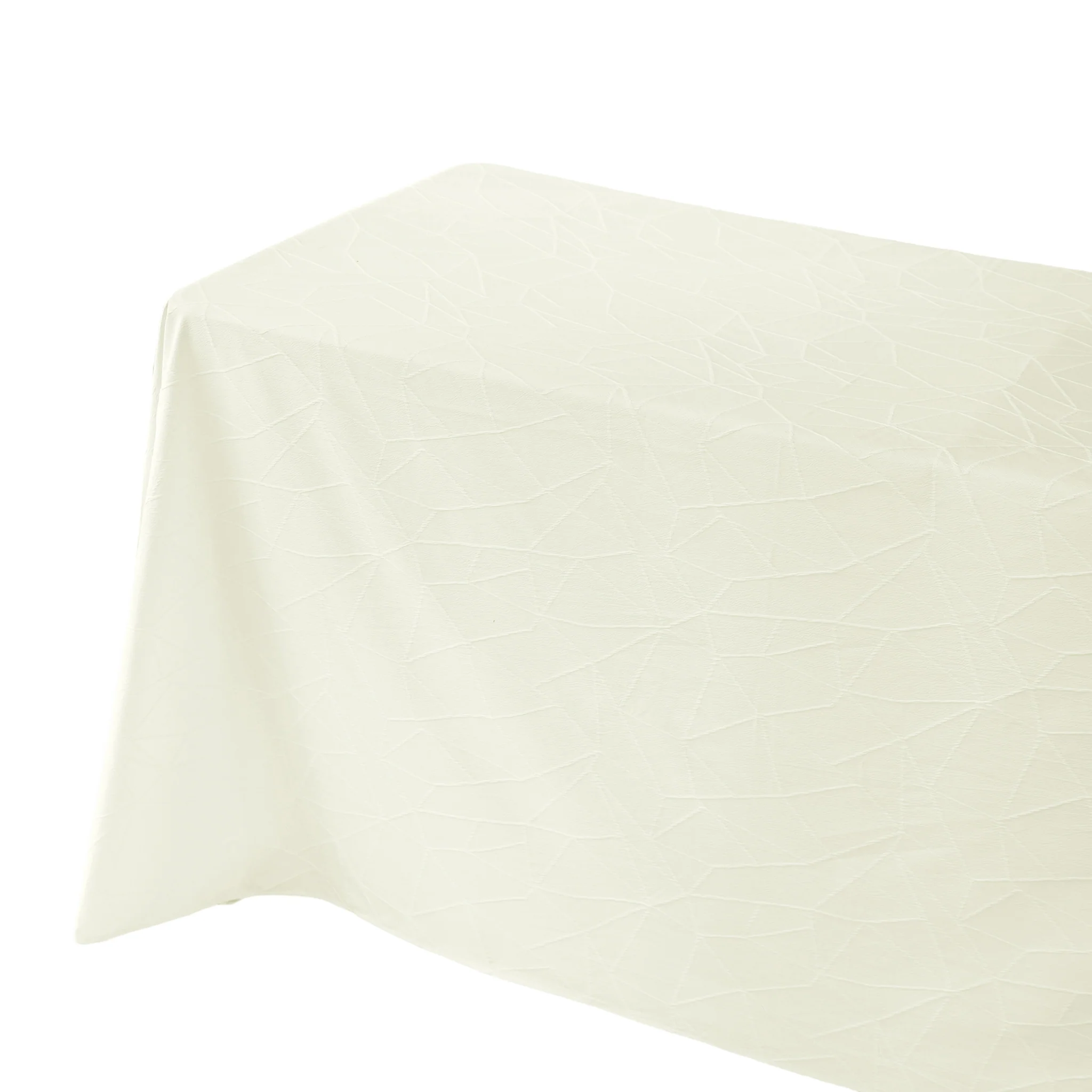 Embossed Geometric Jacquard 90"x132" Rectangle Tablceloth - Ivory - Image 2
