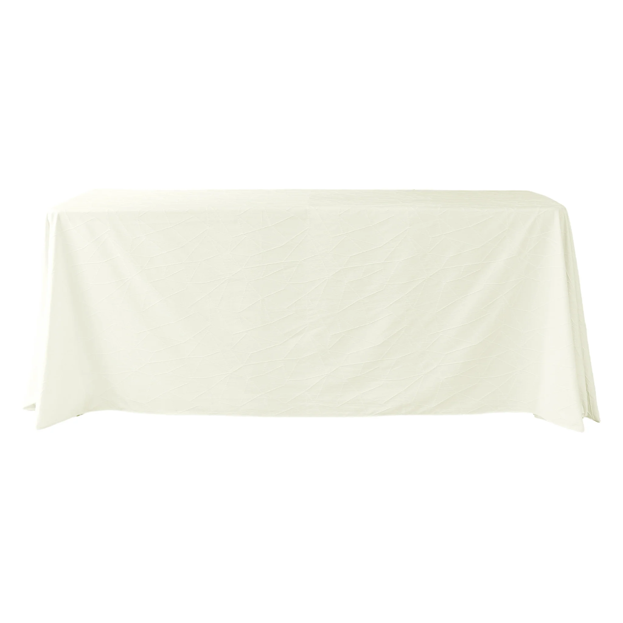 Embossed Geometric Jacquard 90"x132" Rectangle Tablceloth - Ivory - Image 3