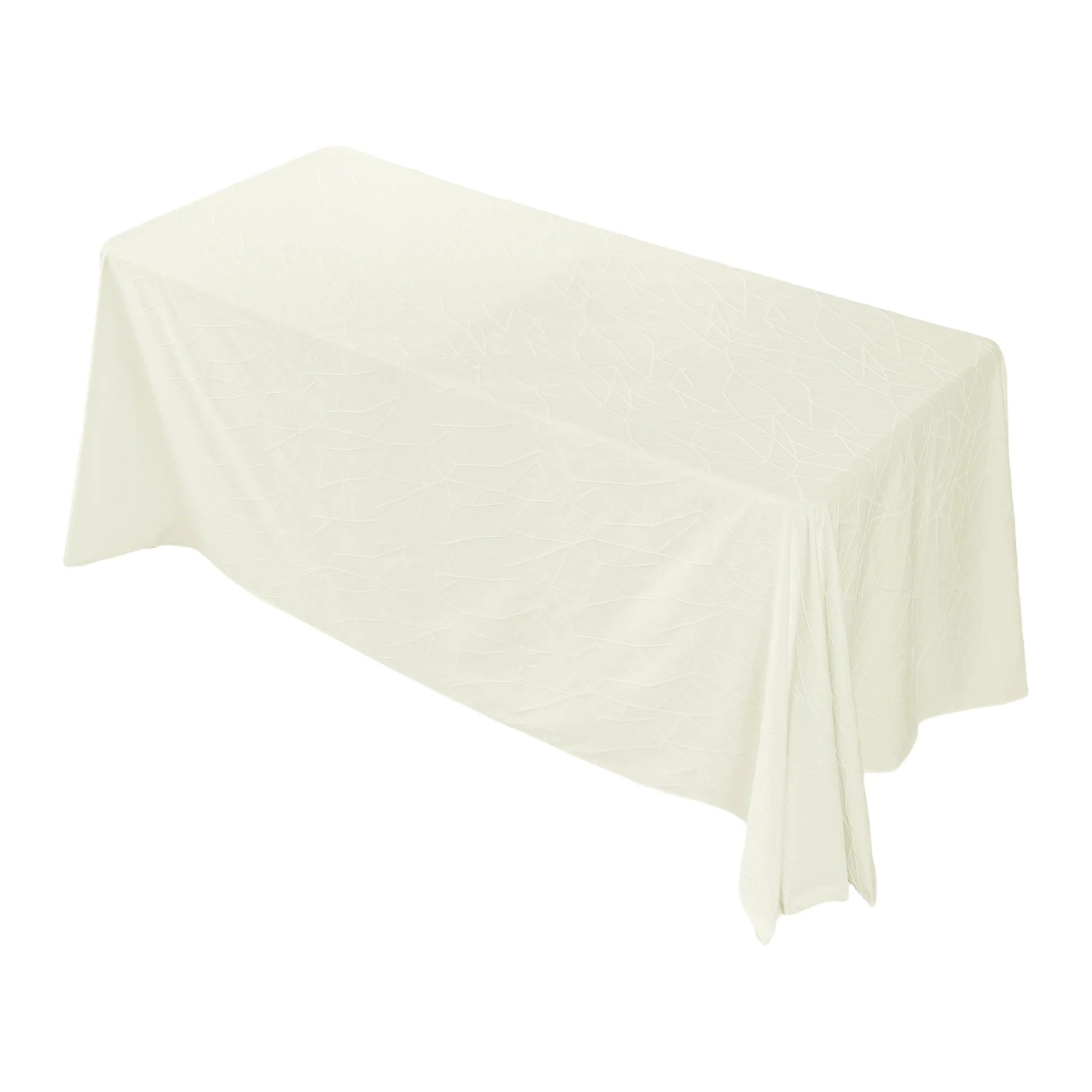 Embossed Geometric Jacquard 90"x132" Rectangle Tablceloth - Ivory - Image 4