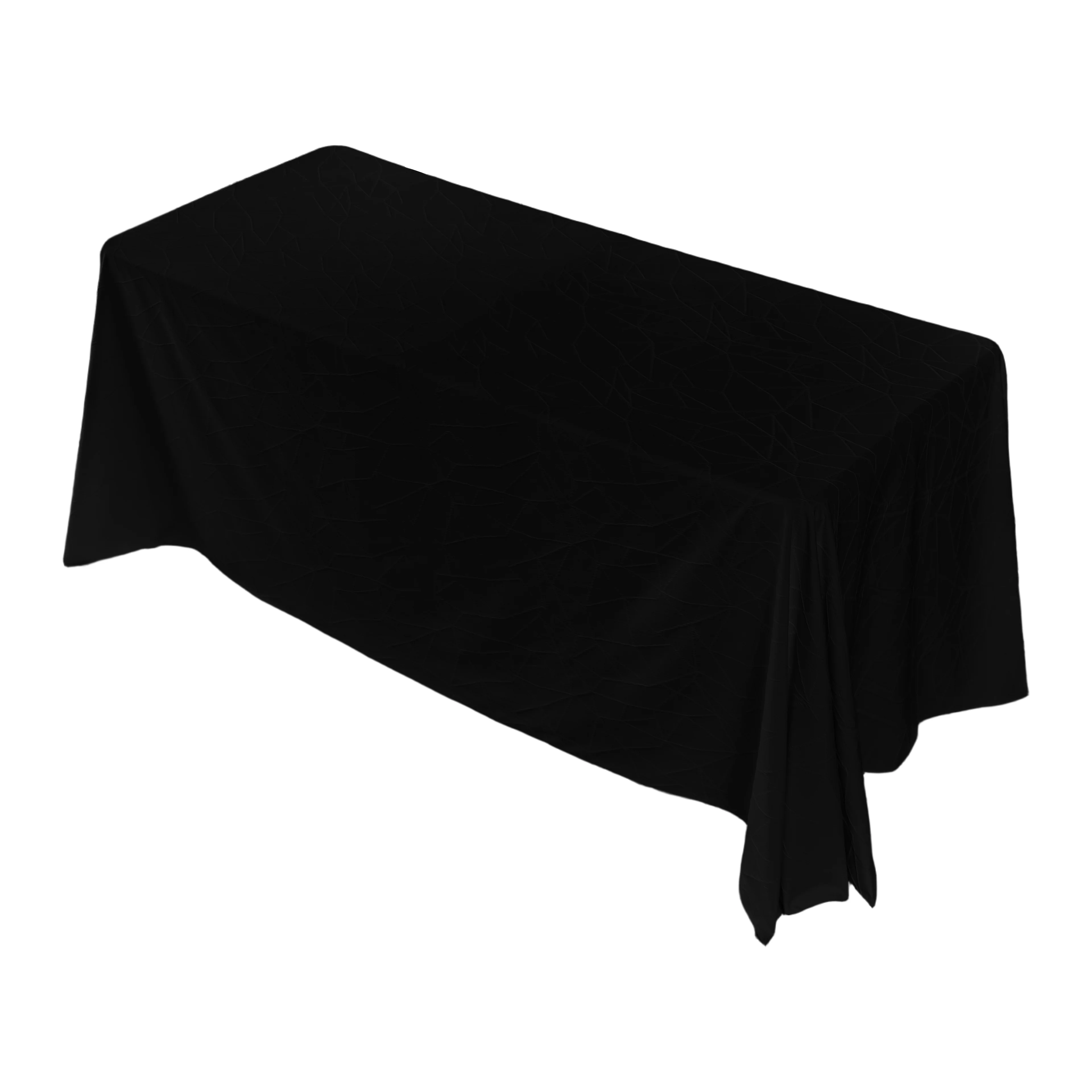 Embossed Geometric Jacquard 90"x156" Rectangle Tablecloth - Black - Image 12