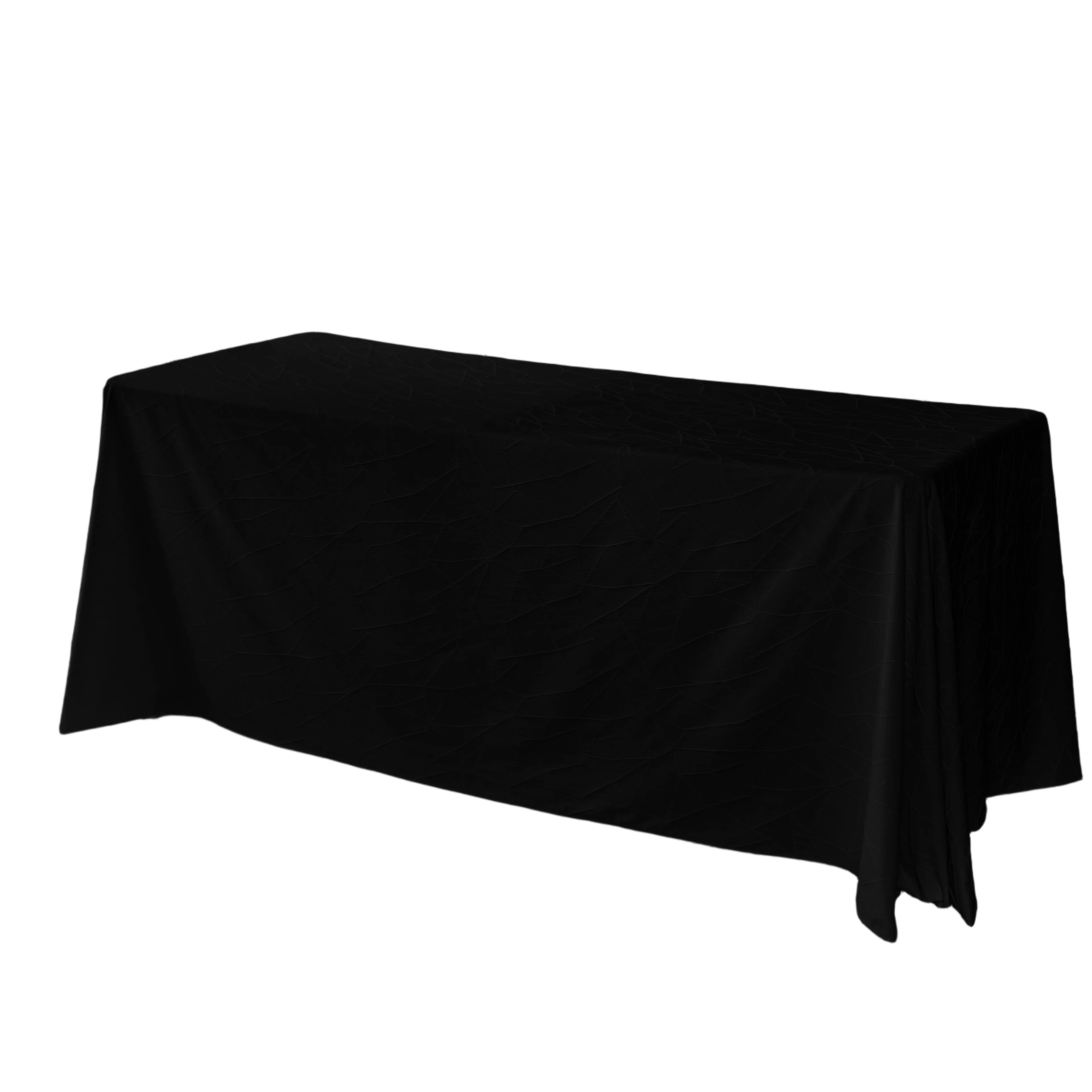 Embossed Geometric Jacquard 90"x156" Rectangle Tablecloth - Black - Image 6