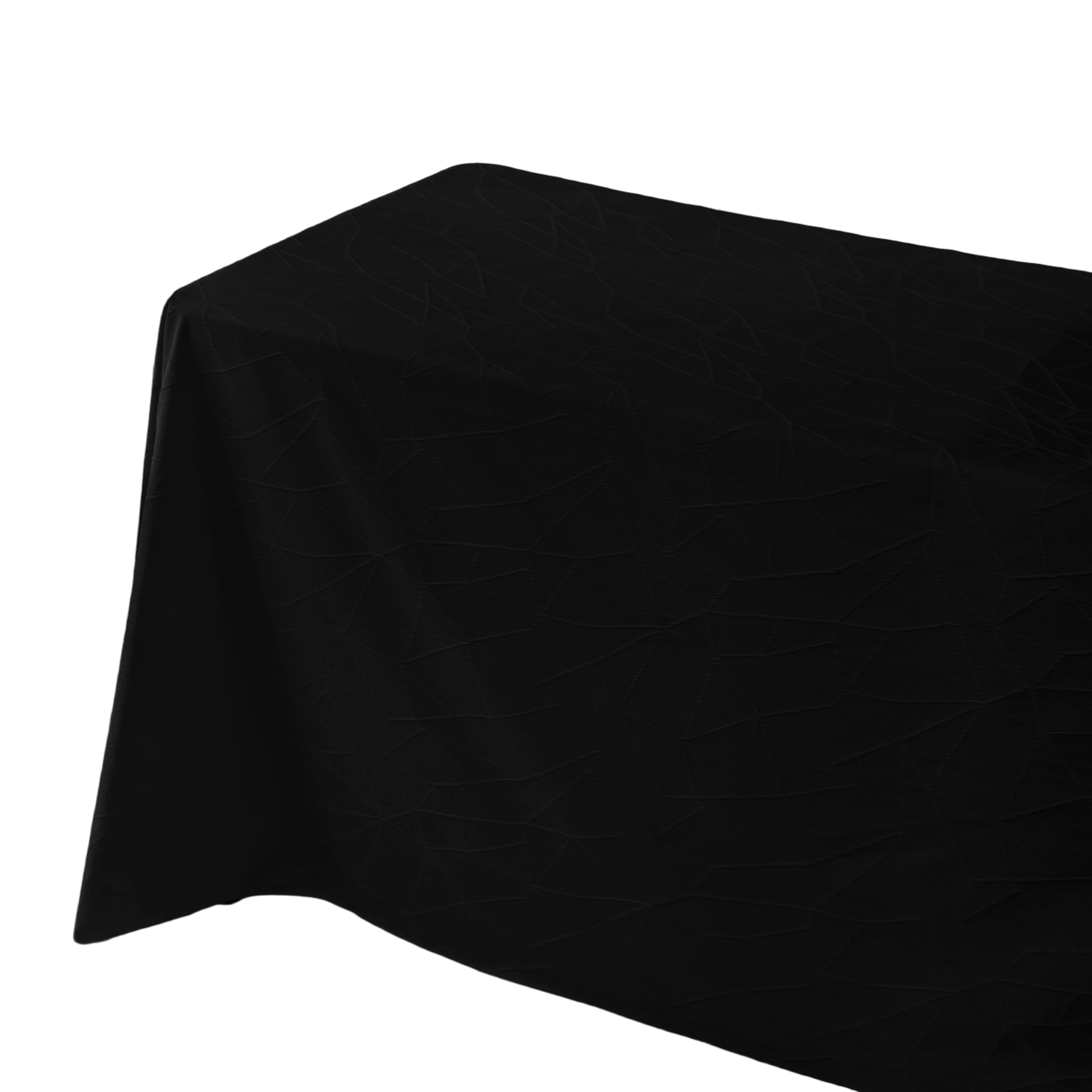 Embossed Geometric Jacquard 90"x156" Rectangle Tablecloth - Black - Image 8