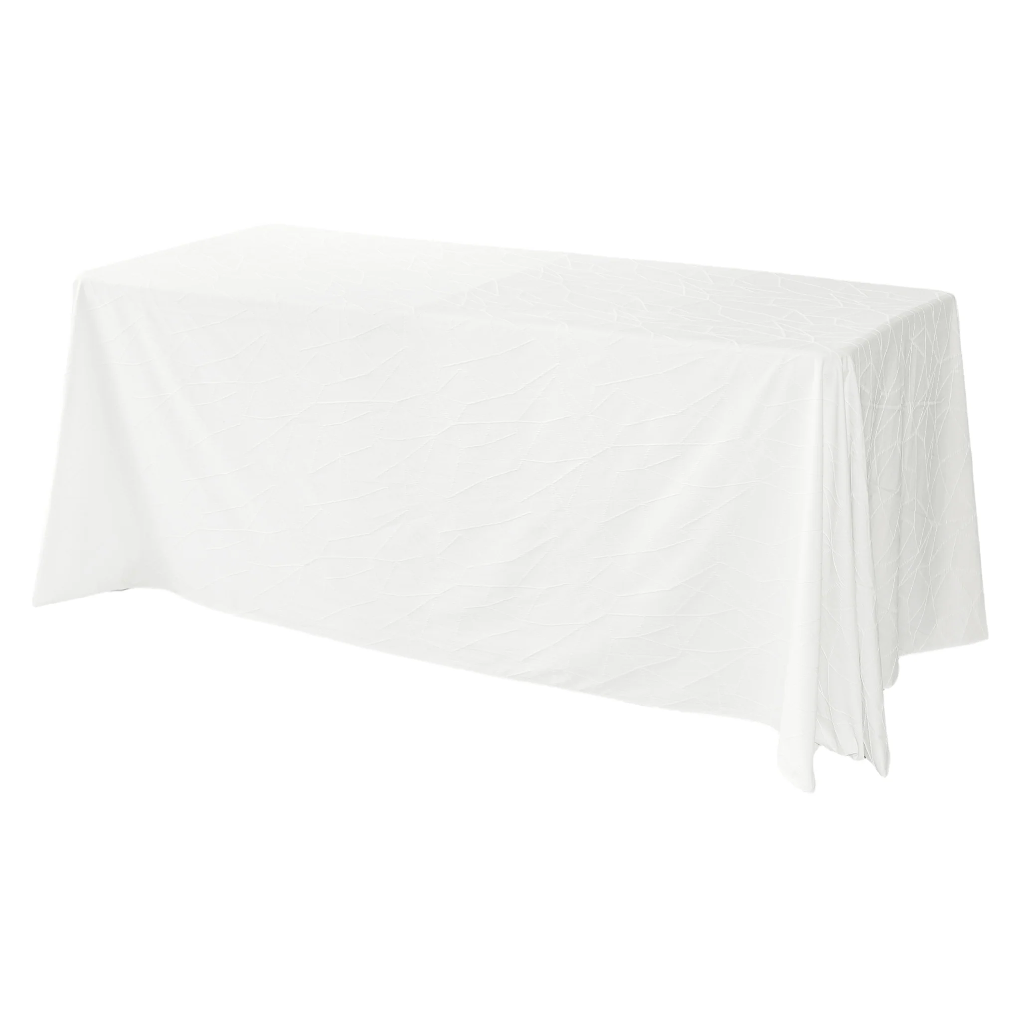 Embossed Geometric Jacquard 90"x156" Rectangle Tablecloth - Light Ivory/Off White