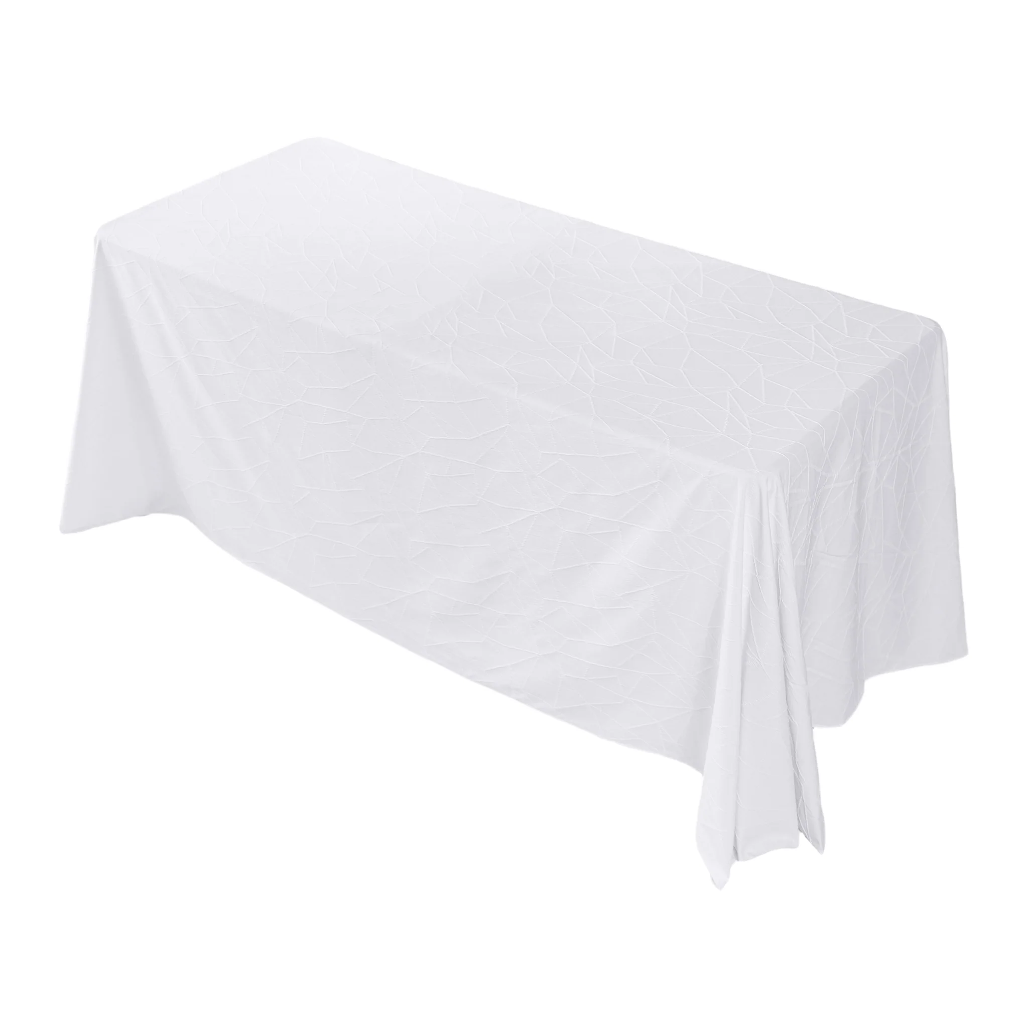 Embossed Geometric Jacquard 90"x156" Rectangle Tablecloth - White - Image 6