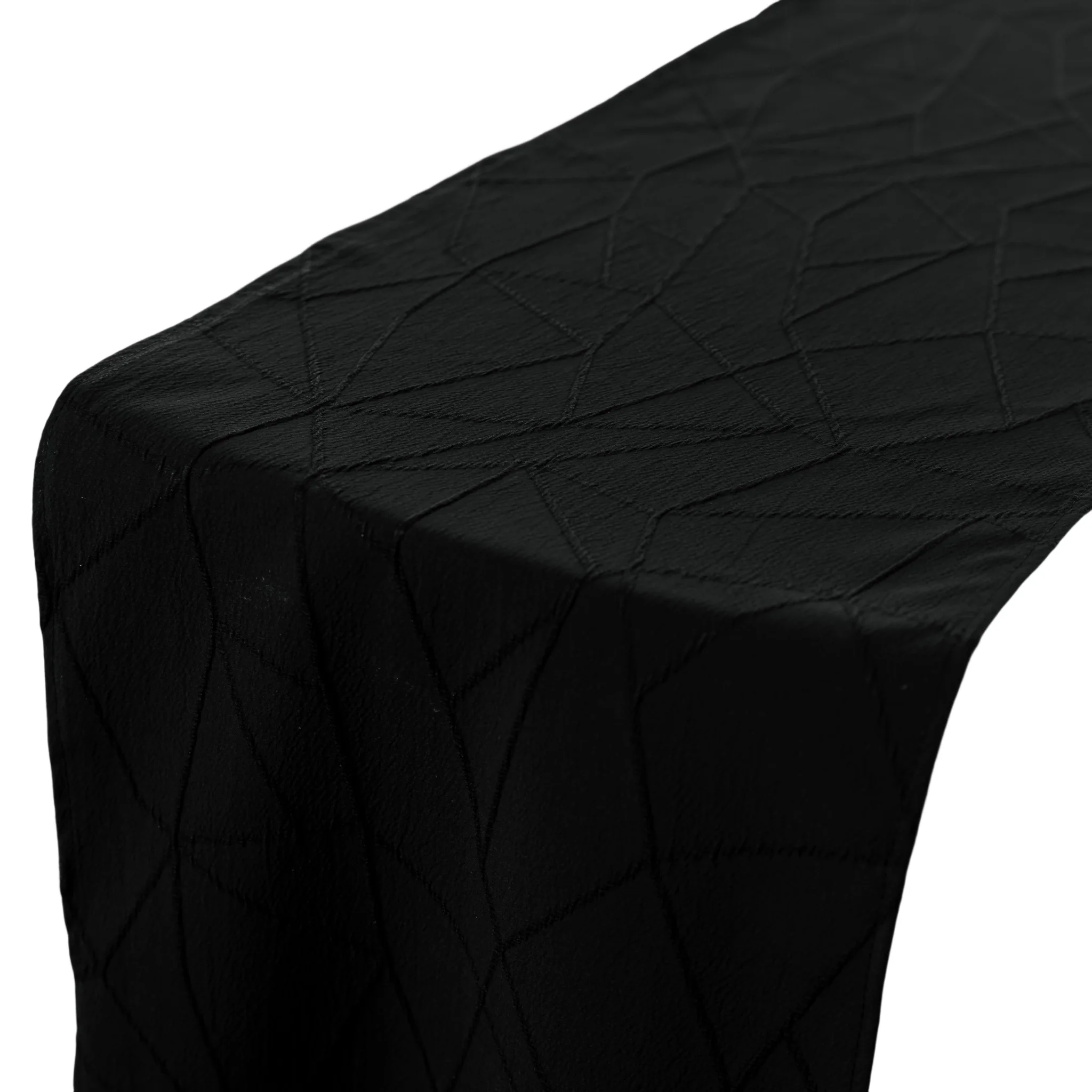 Embossed Geometric Jacquard Table Runner - Black