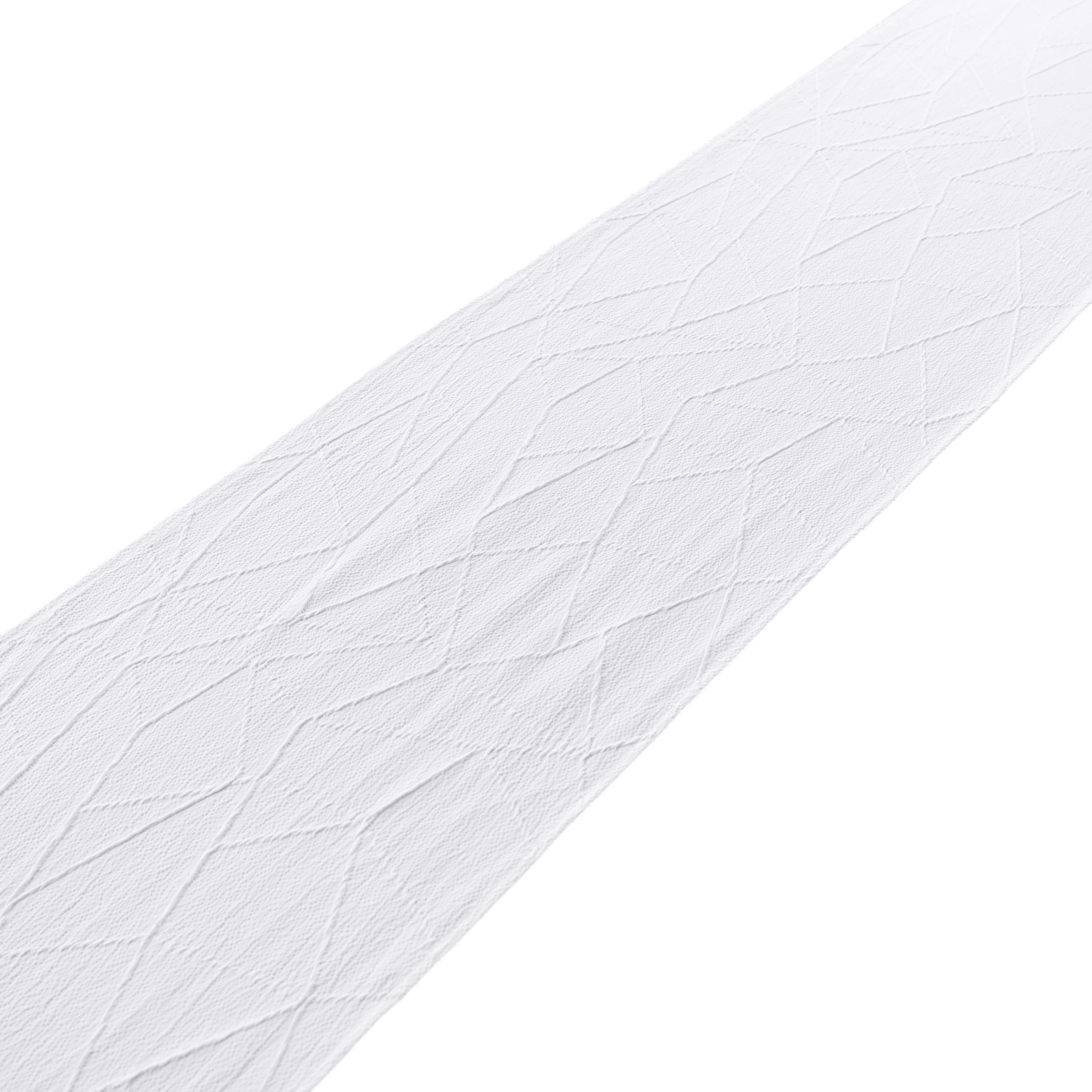 Embossed Geometric Jacquard Table Runner - White - Image 9