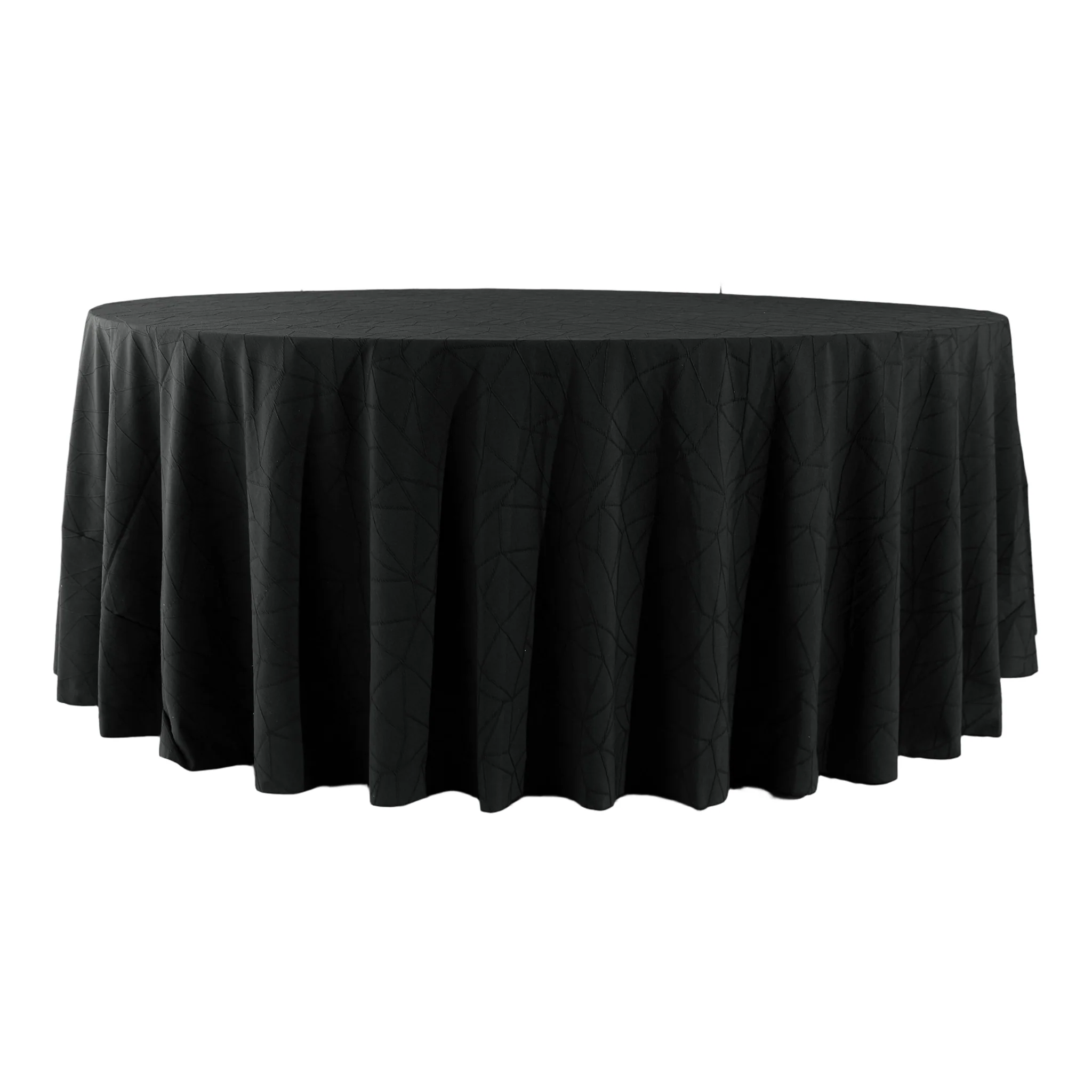 Embossed Geometric Jacquard 132" Round Tablecloth - Black