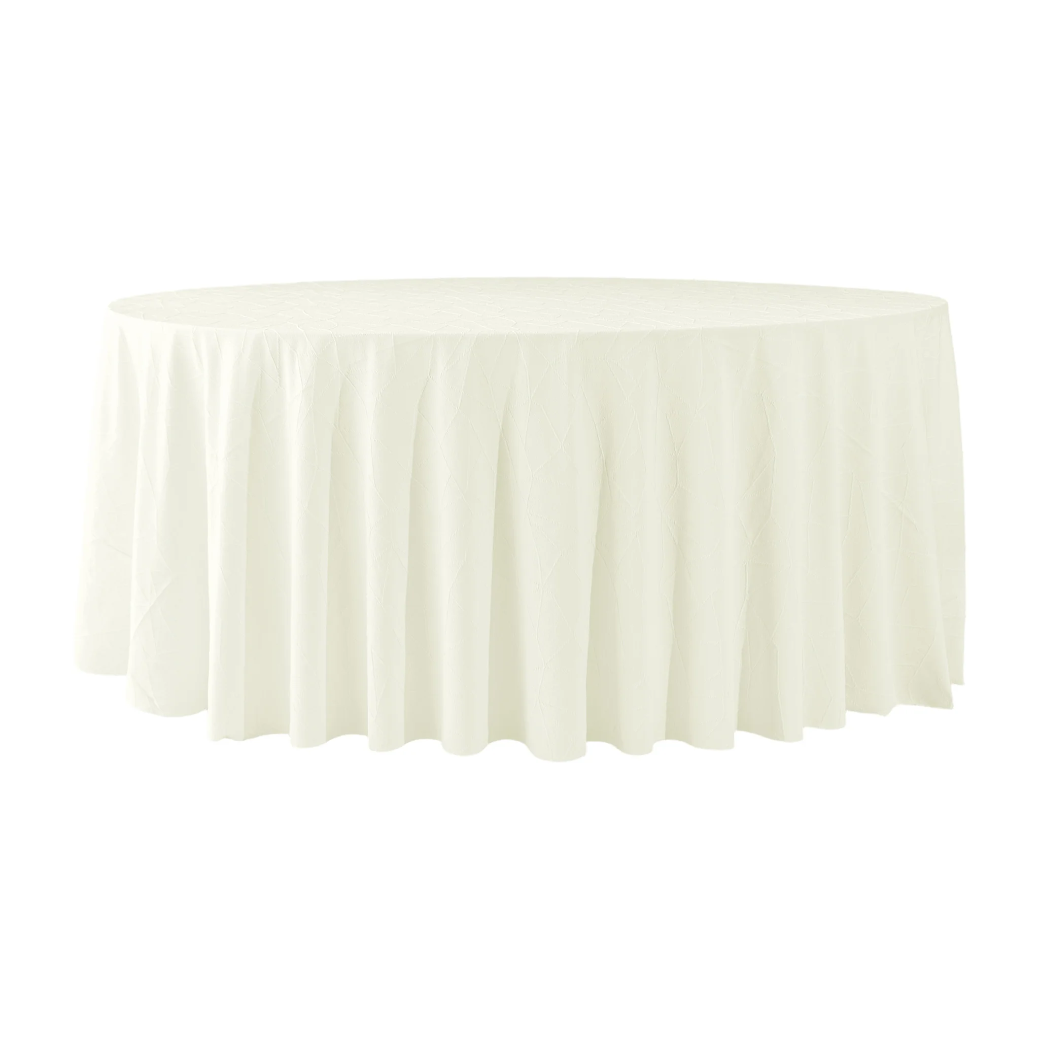 Embossed Geometric Jacquard 132" Round Tablecloth - Ivory