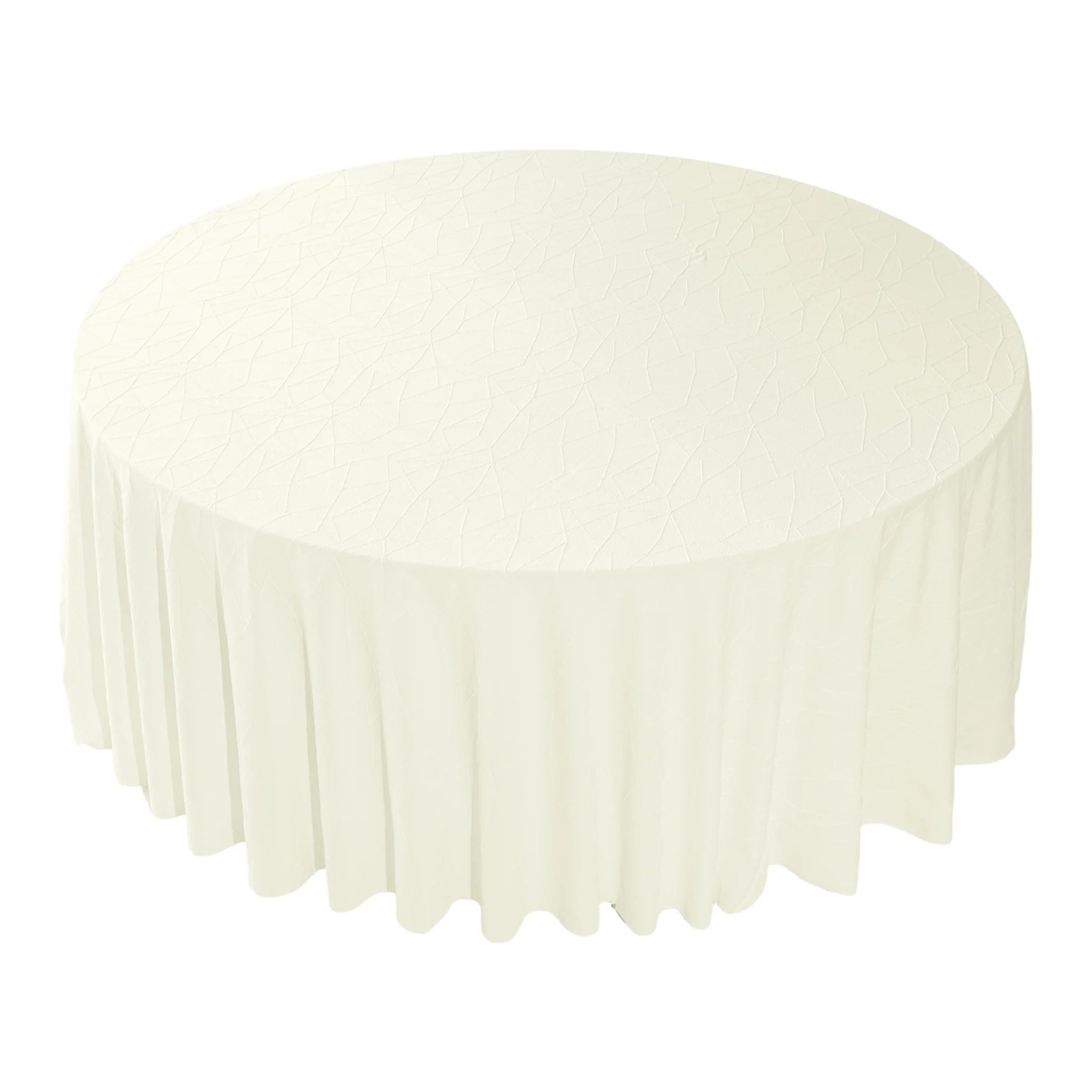 Embossed Geometric Jacquard 132" Round Tablecloth - Ivory - Image 4