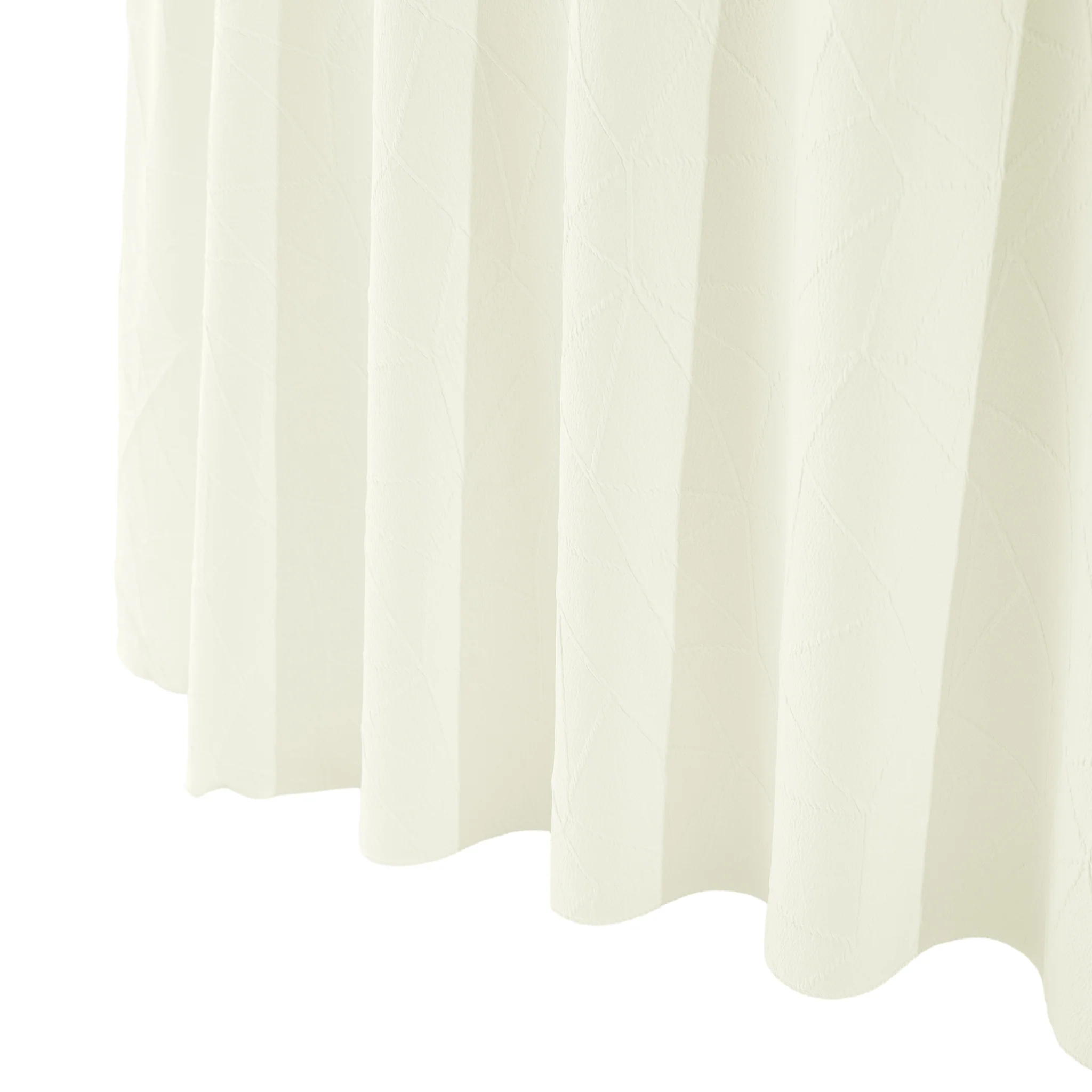 Embossed Geometric Jacquard 132" Round Tablecloth - Ivory - Image 6
