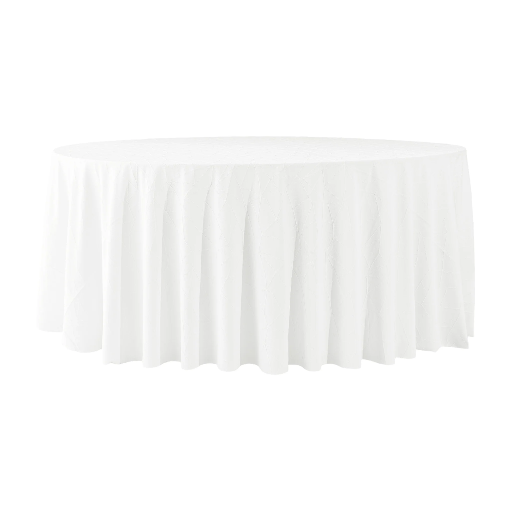 Embossed Geometric Jacquard 132" Round Tablecloth - Light Ivory/Off White