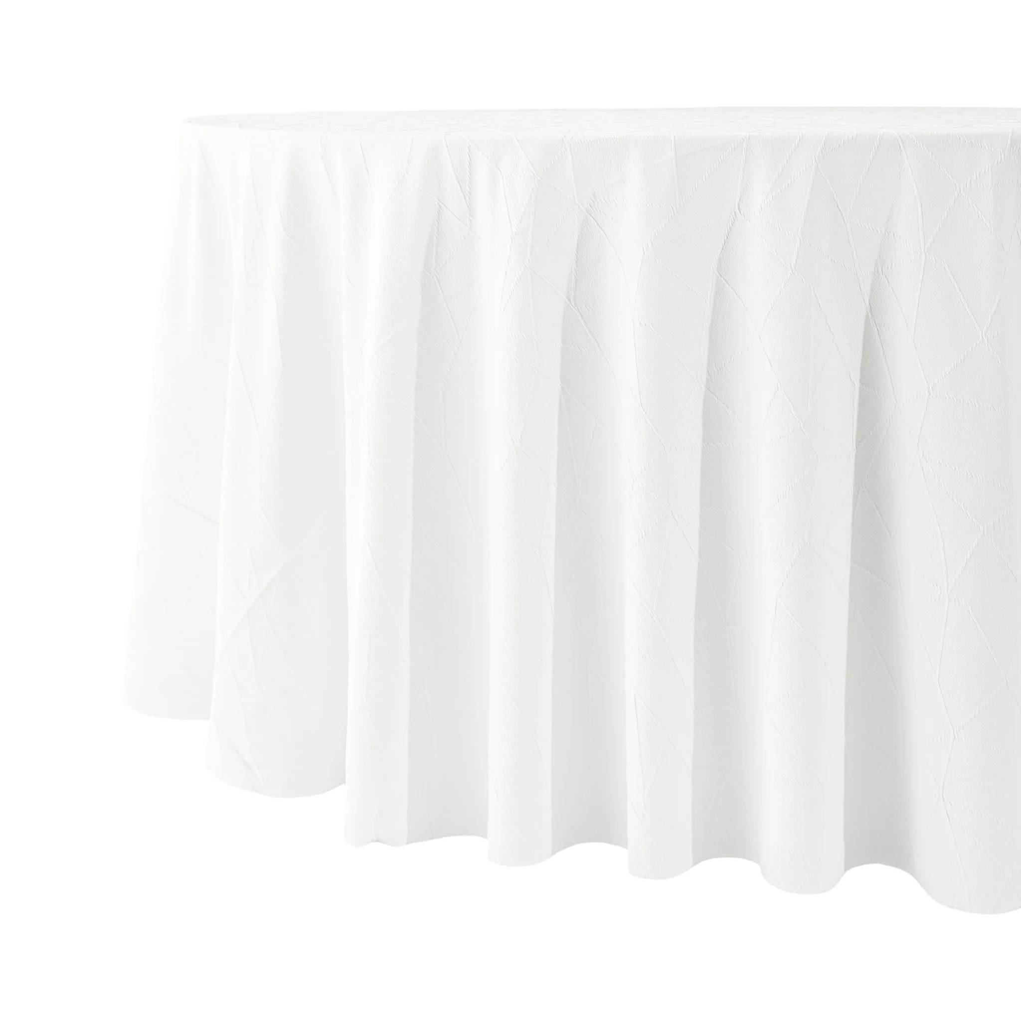 Embossed Geometric Jacquard 132" Round Tablecloth - Light Ivory/Off White - Image 2