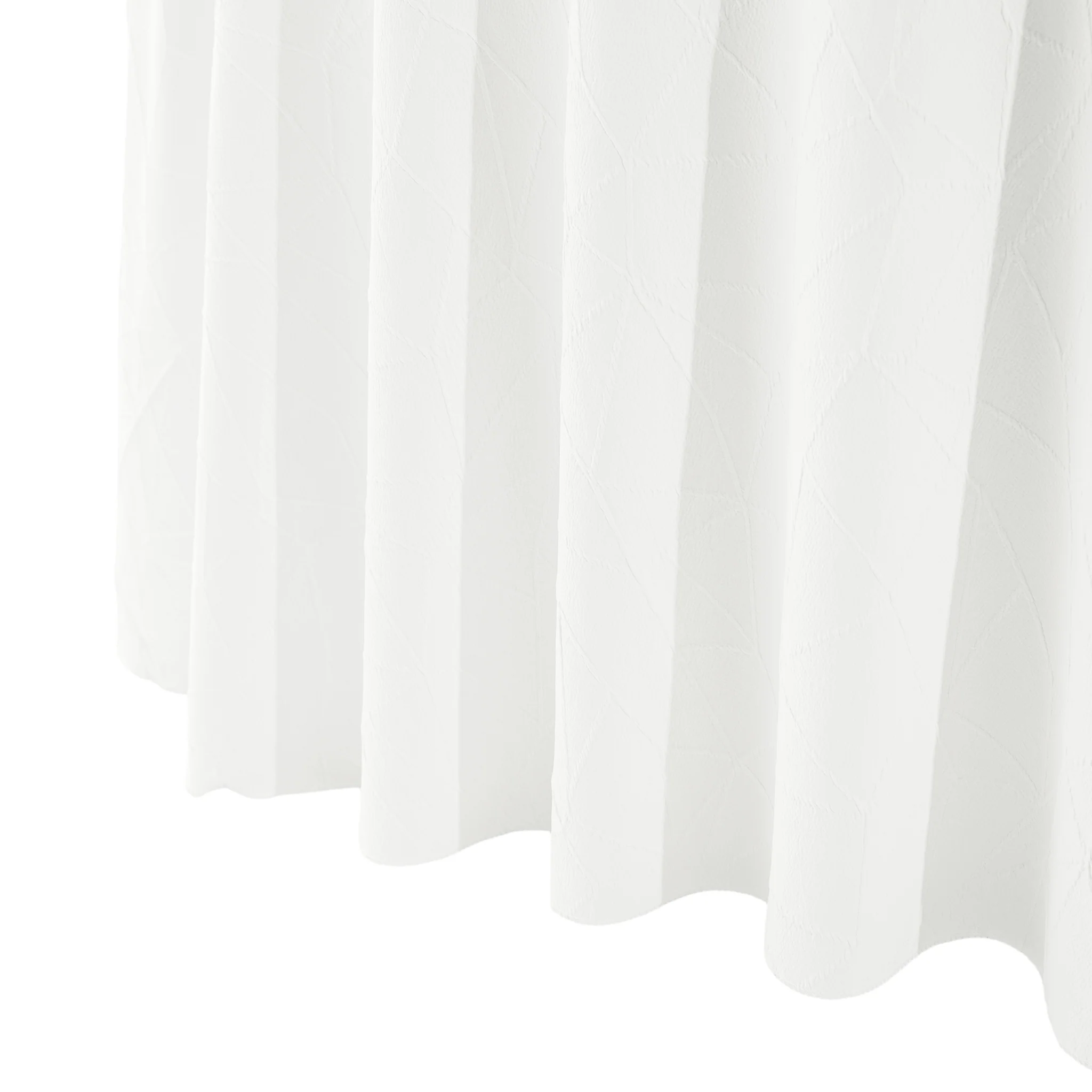 Embossed Geometric Jacquard 132" Round Tablecloth - Light Ivory/Off White - Image 5
