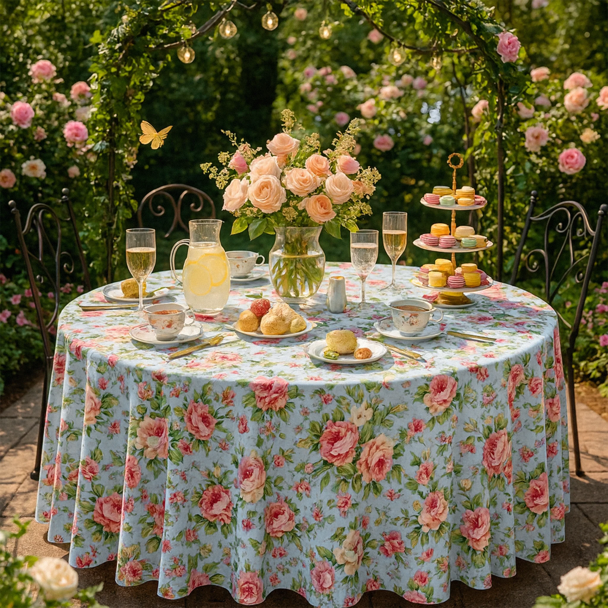 English Garden Floral 108" Round Tablecloth - Image 2