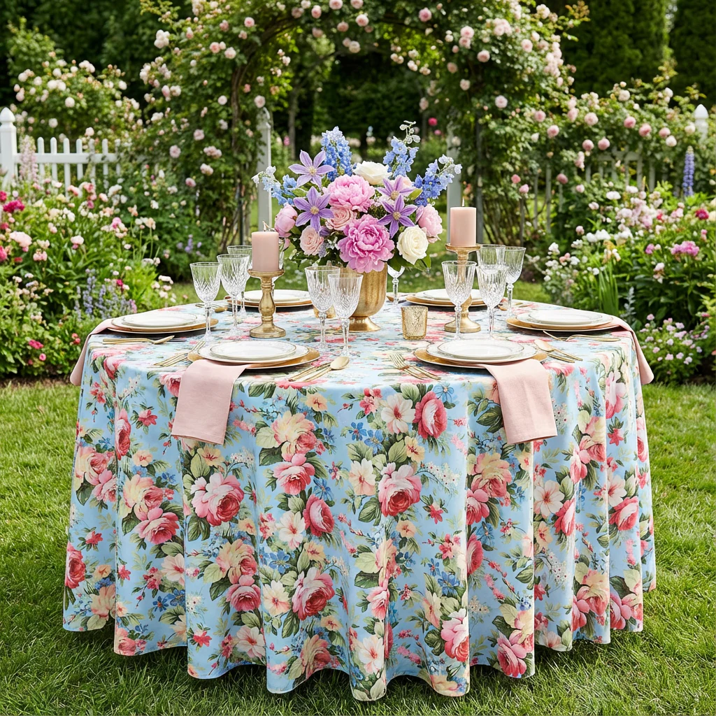 English Garden Floral 108" Round Tablecloth - Image 6