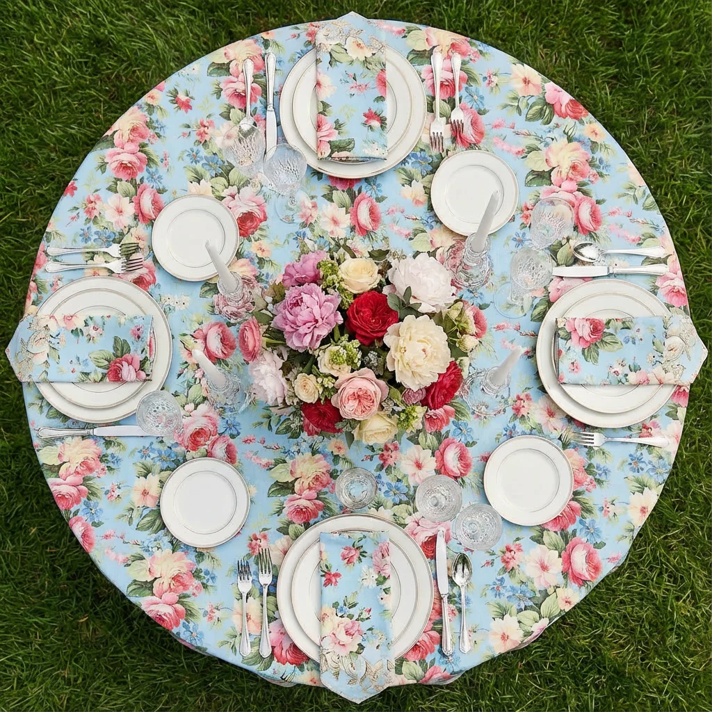 English Garden Floral 120" Round Tablecloth - Image 3
