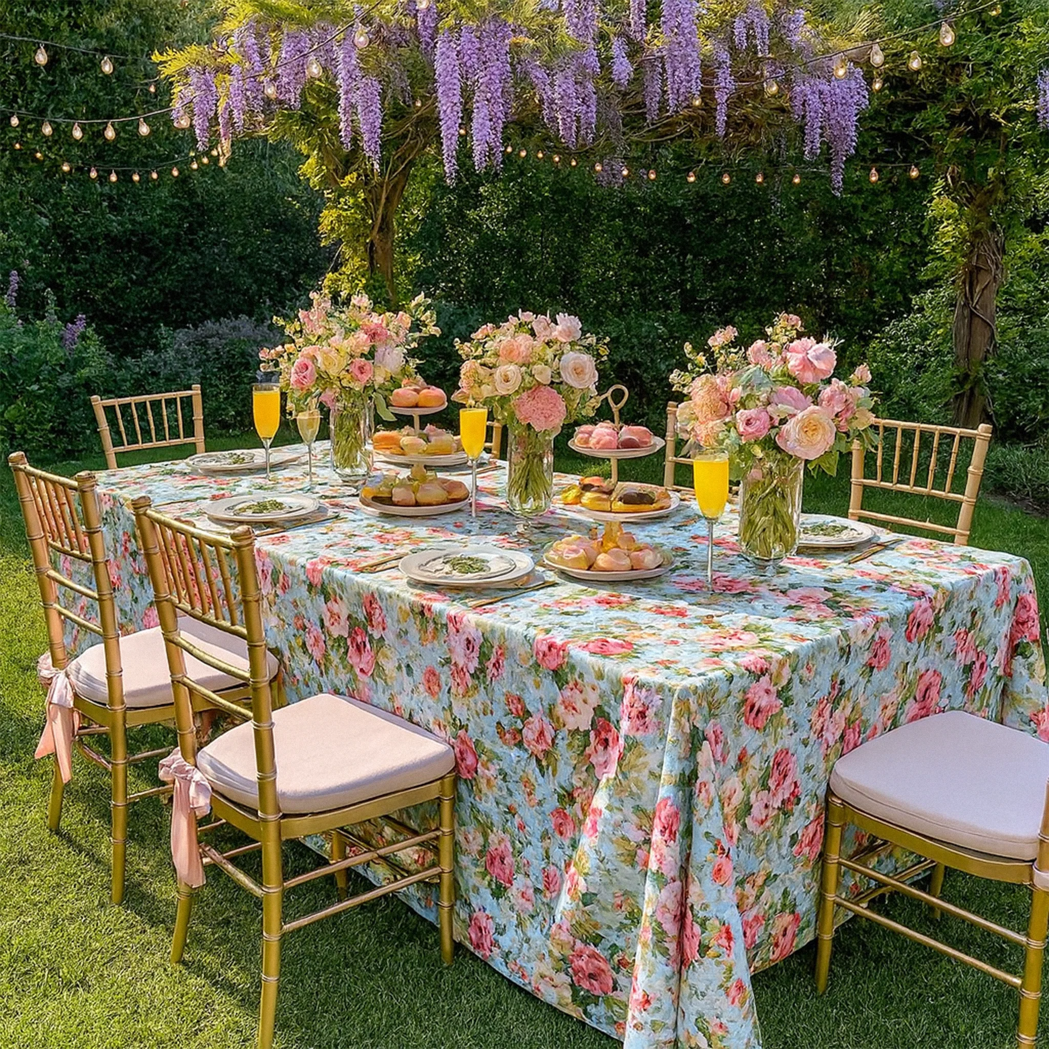 English Garden Floral Rectangular 90"x132" Tablecloth - Image 4