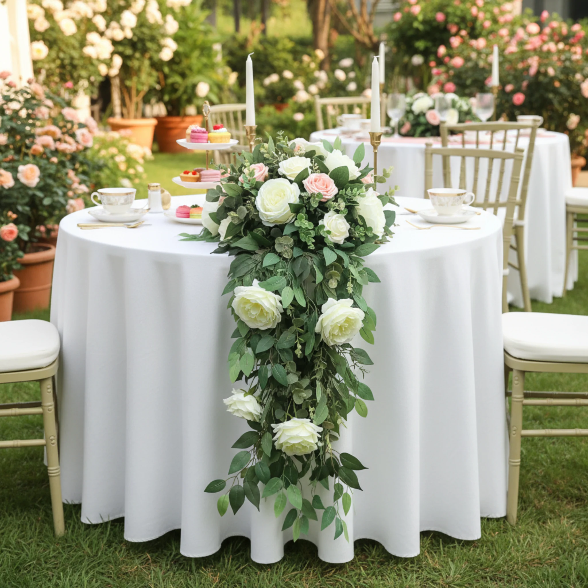 Eucalyptus Artificial Silk Greenery Bush Bundle - Image 12
