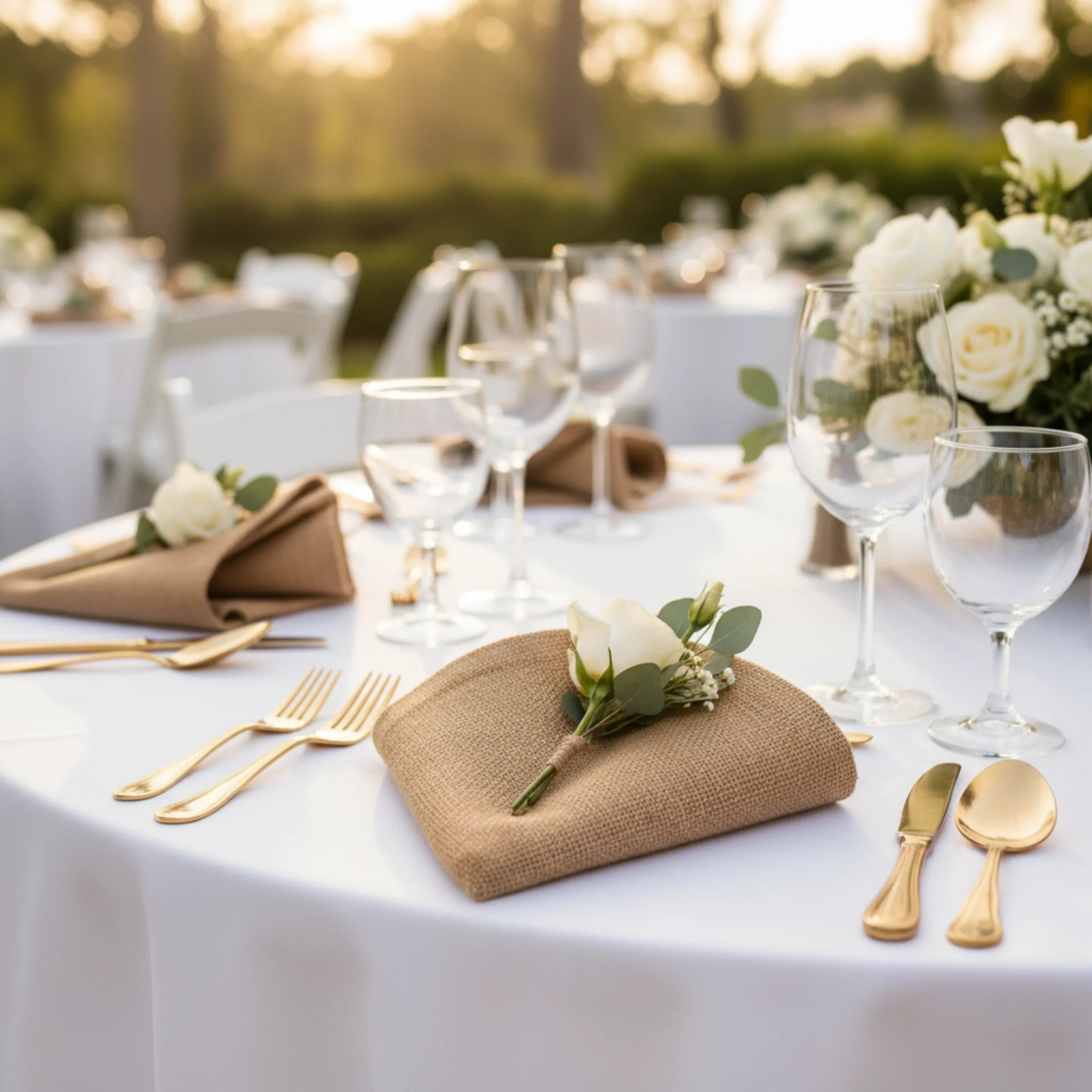 Faux Burlap Linen Napkin 20"x20" - Natural Tan - Image 3