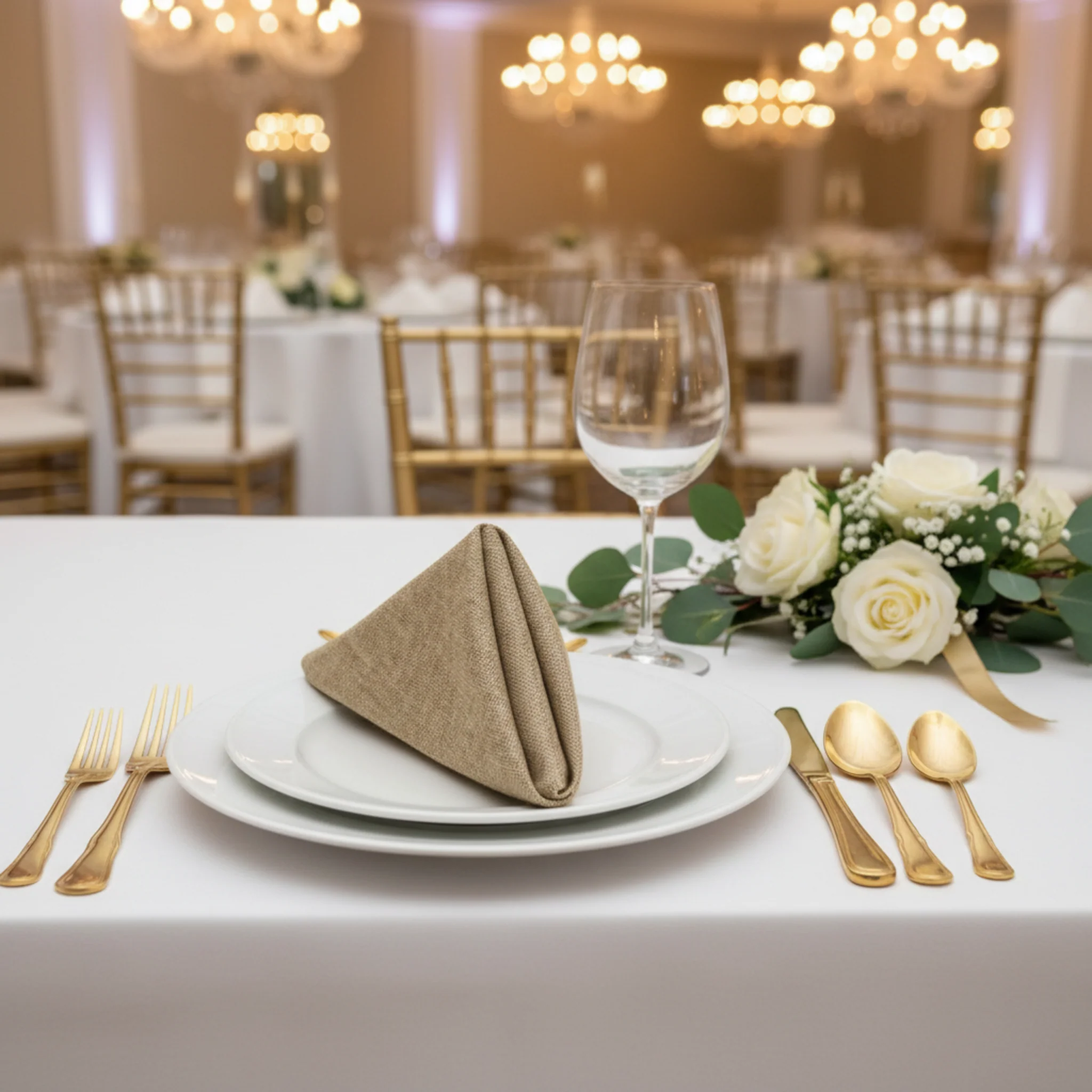 Faux Burlap Linen Napkin 20"x20" - Natural Tan - Image 4